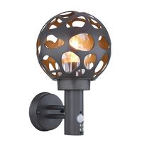 AUSSENWANDLEUCHTE HILARIO B: 22,5 CM ANTHRAZIT - Klar/Anthrazit, Design, Kunststoff/Metall (20/22,5/32,7cm) - Globo
