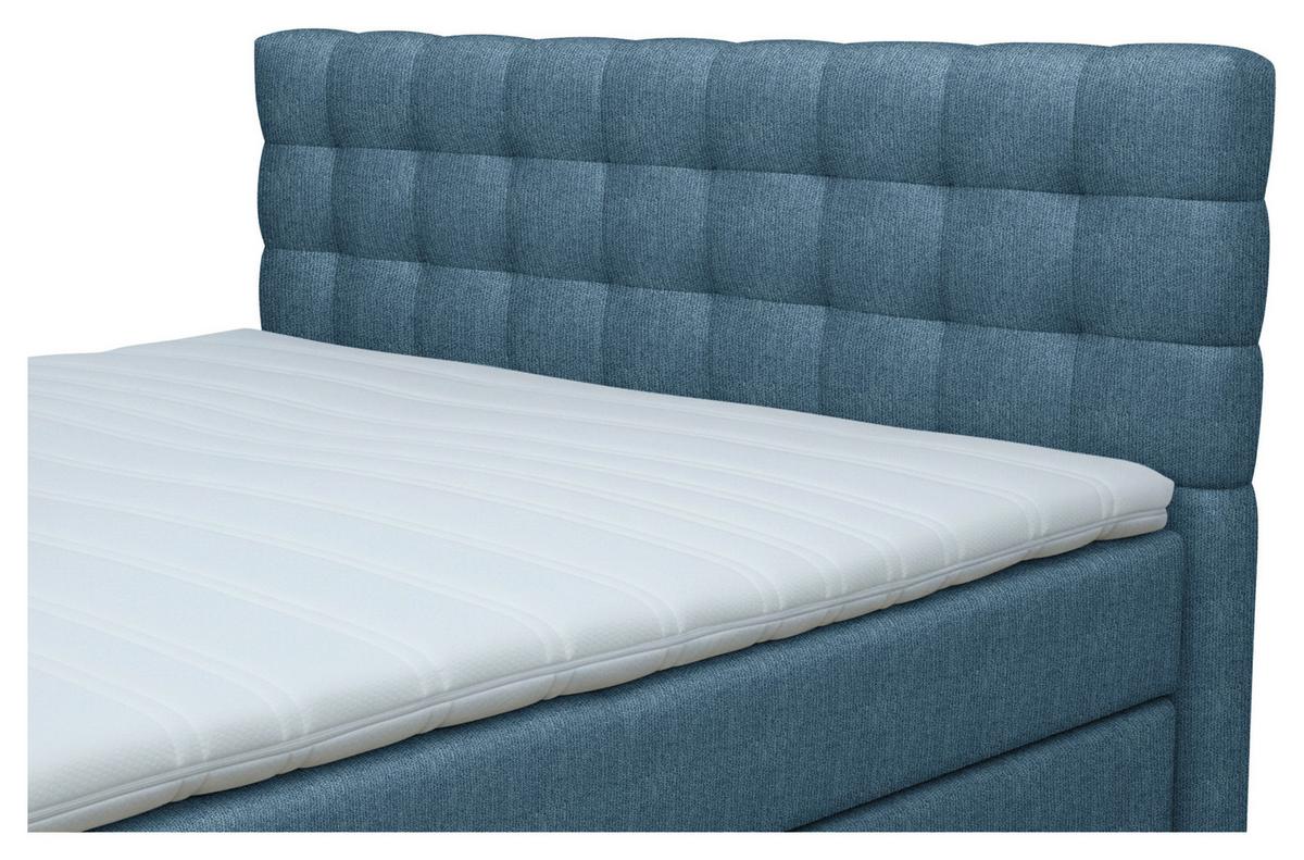 Boxspringbett London Blau ca. 160x200cm - Blau/Chromfarben, MODERN, Holz/Holzwerkstoff (160/200cm) - Premium Living