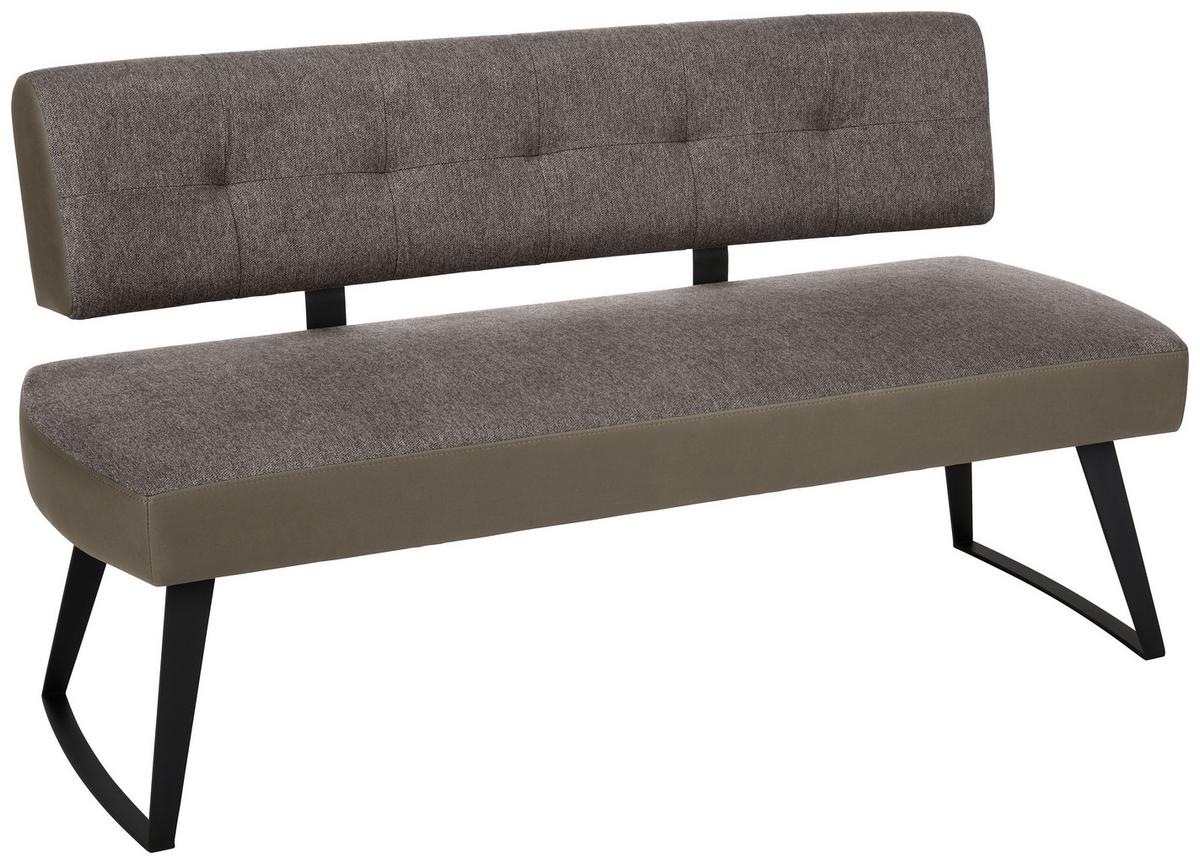 banc Storm in Braun ca. 160cm - noir/marron, Modern, métal/textile (160cm) - Premium Living