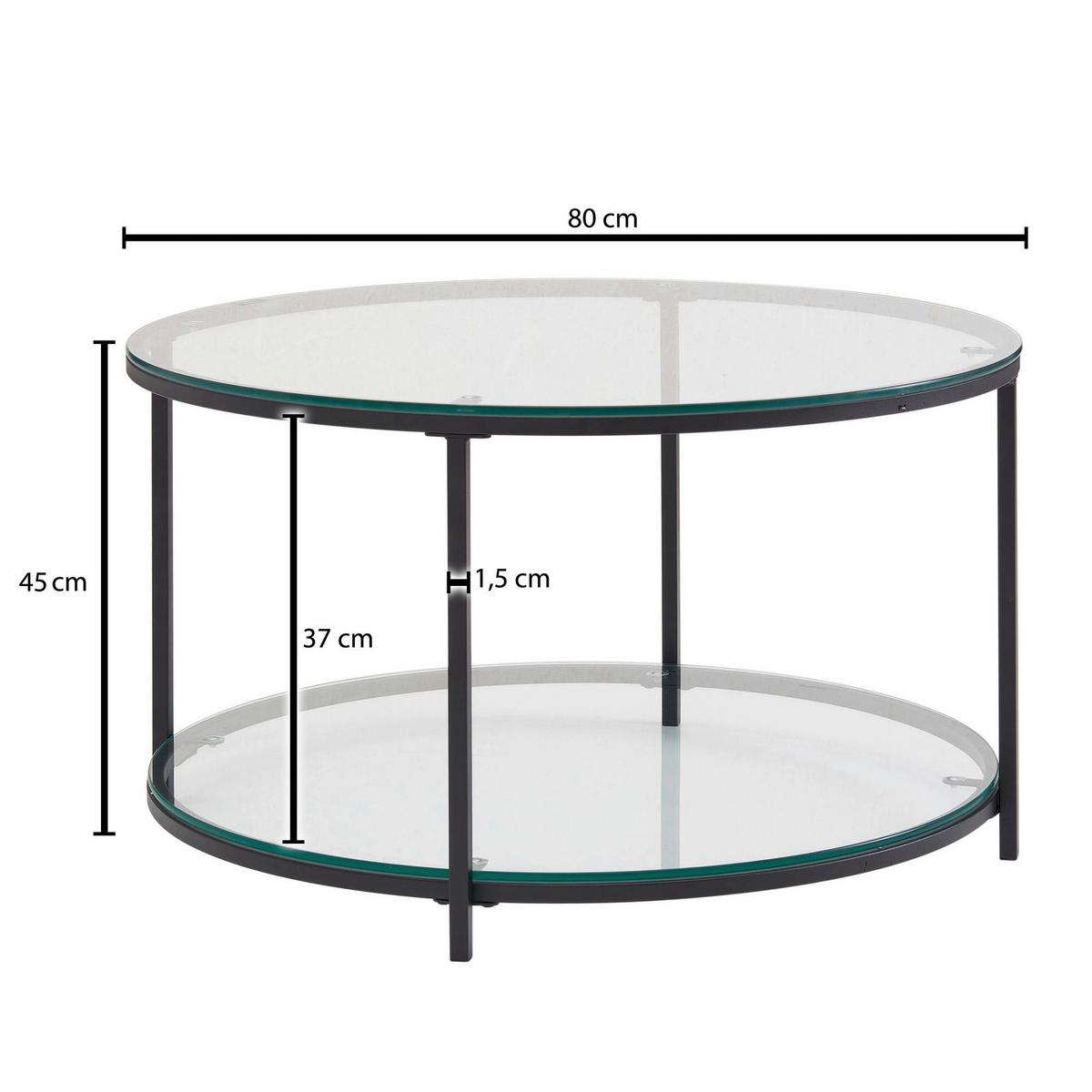 Klubska Miza Wohnling - črna, Moderno, kovina/steklo (80/80/45cm) - MID.YOU