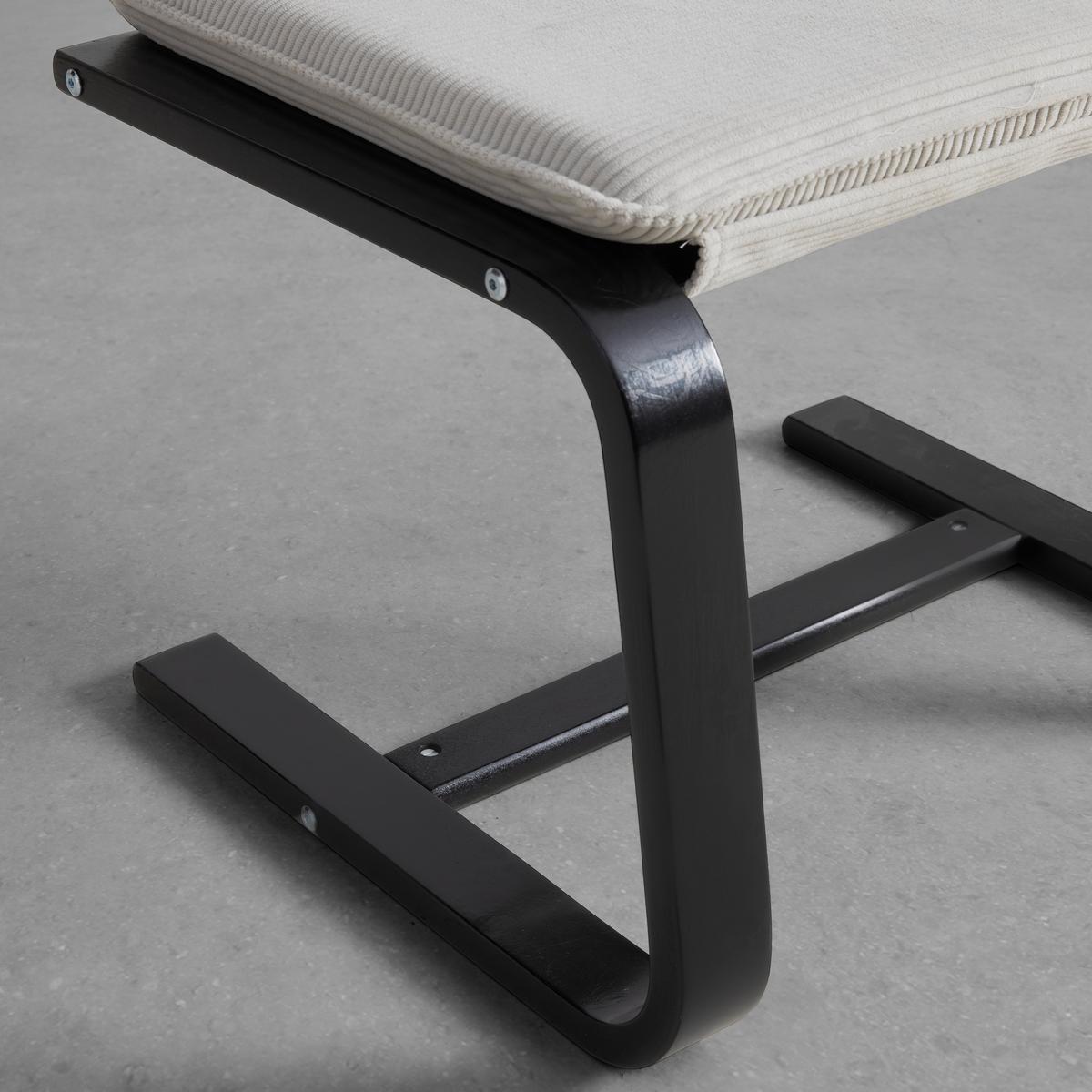 Hocker Manu II in Creme/Schwarz - Creme/Schwarz, MODERN, Holz/Textil (51/38/43cm) - Based