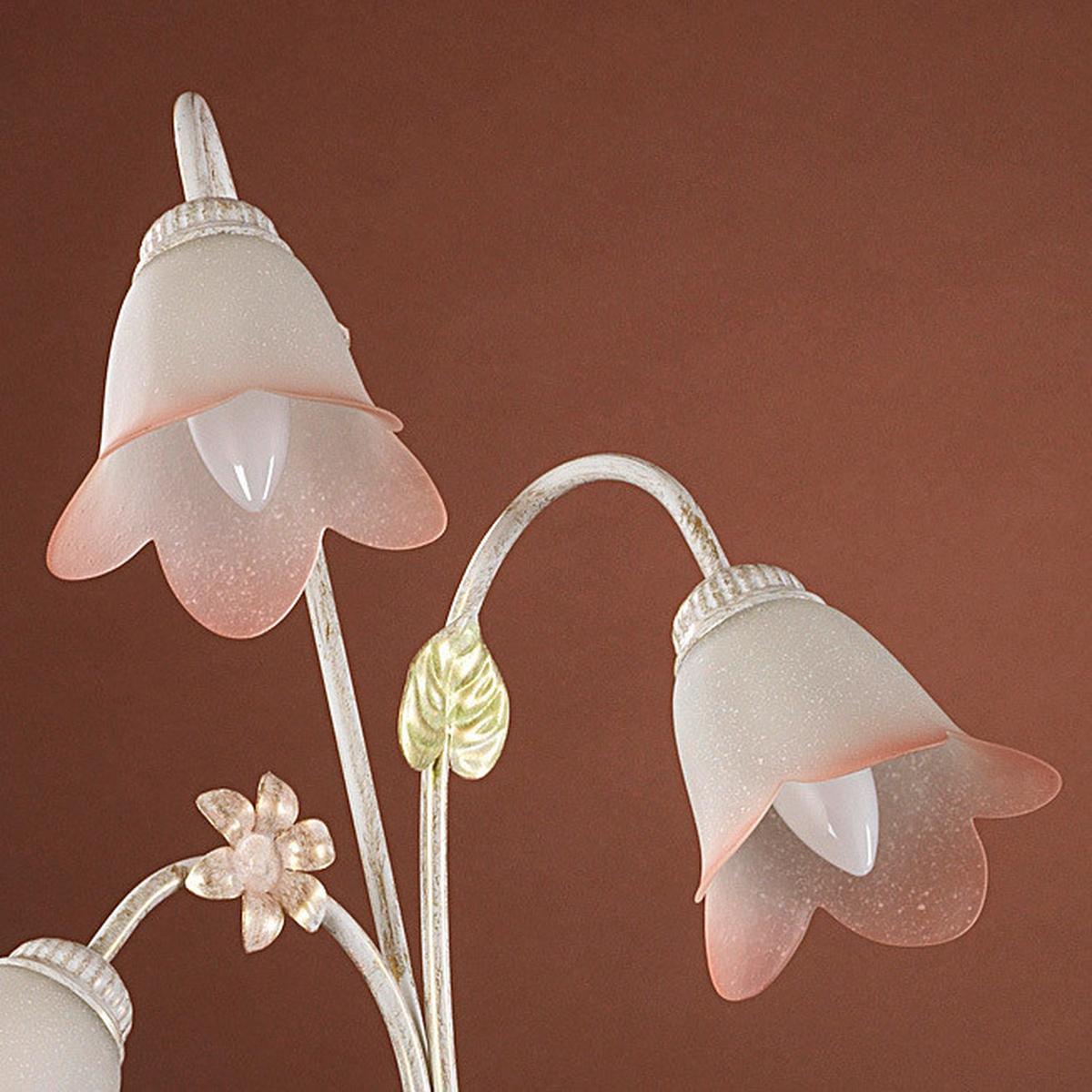 Stehleuchte Botton d'oro Weiß/Pink max. 6 Watt - Weiß, Natur, Glas/Metall (42/30/168cm)