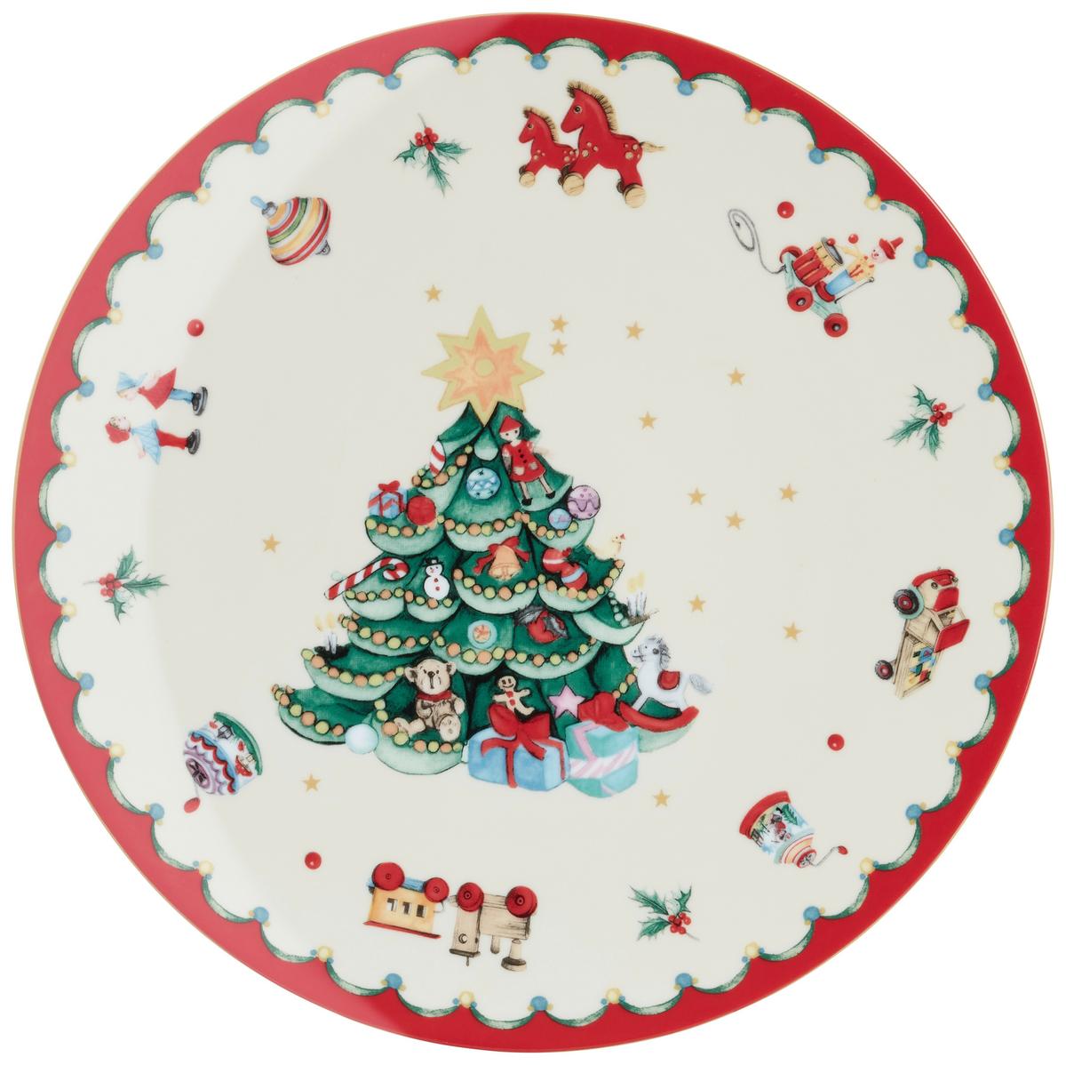 Platzteller XMAS mit Weihnachtsmotiv Ø ca. 31cm - Rot/Weiß, KONVENTIONELL, Keramik (31/2,3cm) - Mömax