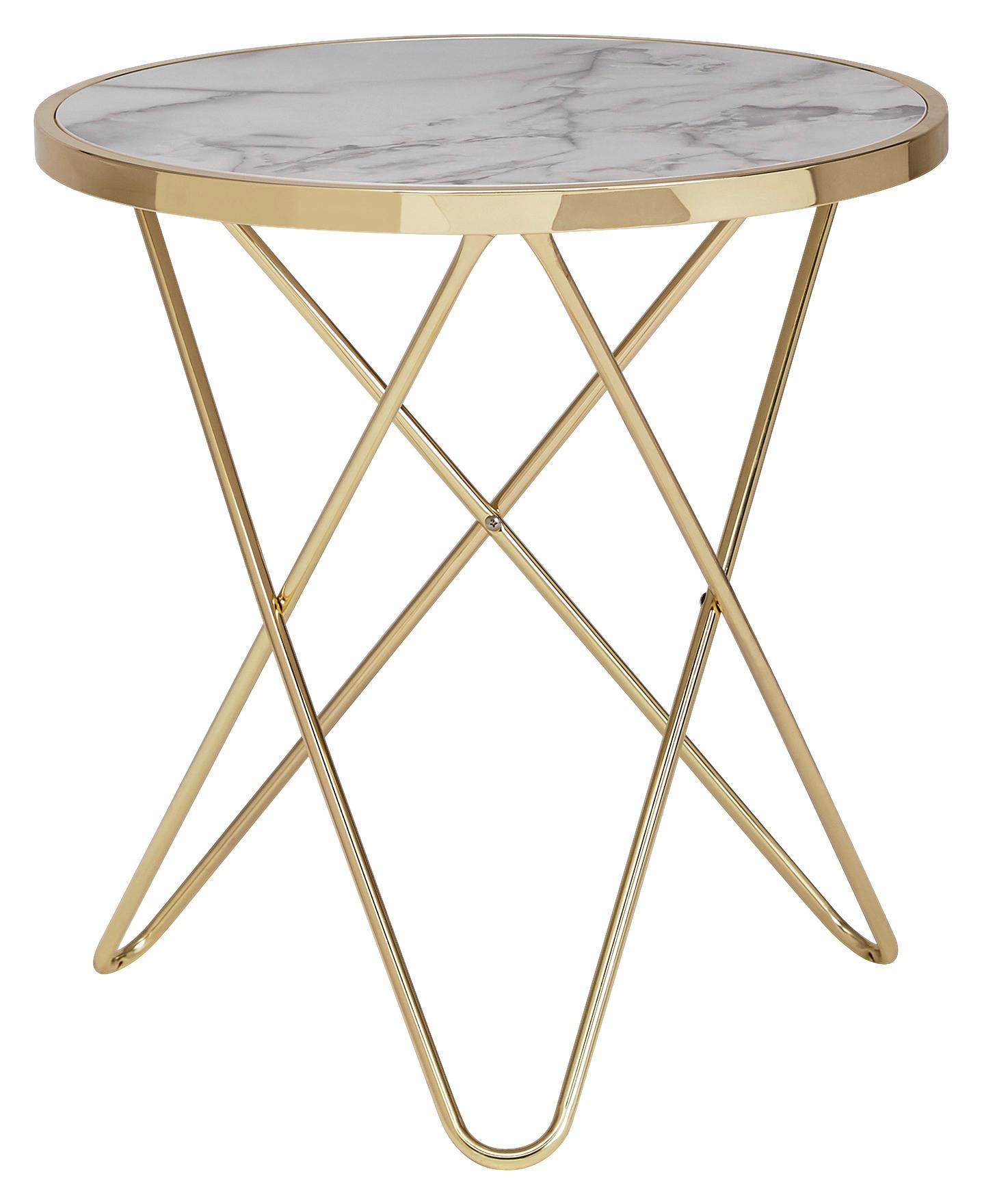 Mizica Wl5.996 - zlate barve/bela, Design, kovina/leseni material (55/55/57cm) - MID.YOU