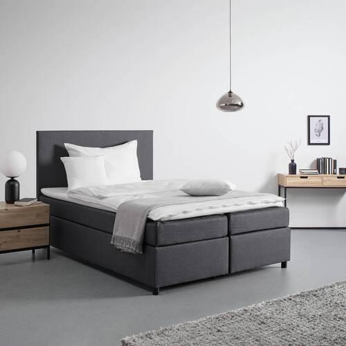 Postelja Boxspring Florin, Siva, 140x200 - siva, Moderno, tekstil/leseni material (140/200cm) - Bessagi Home