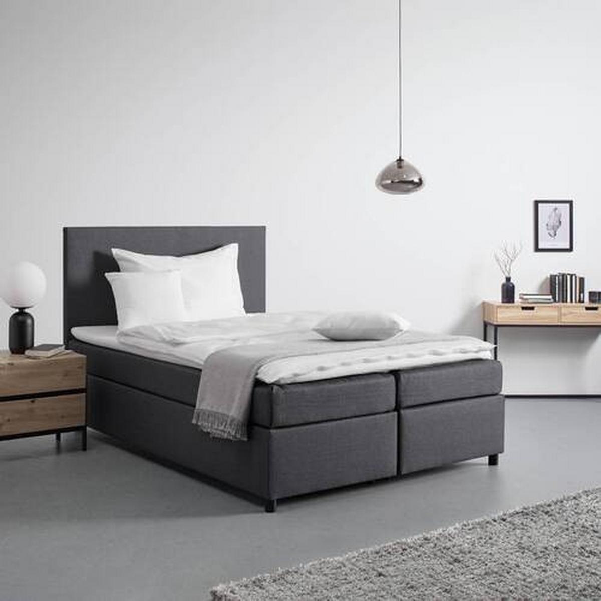 Boxspring Ágy Florin - szürke, Modern, faalapú anyag/textil (140/200cm) - Bessagi Home