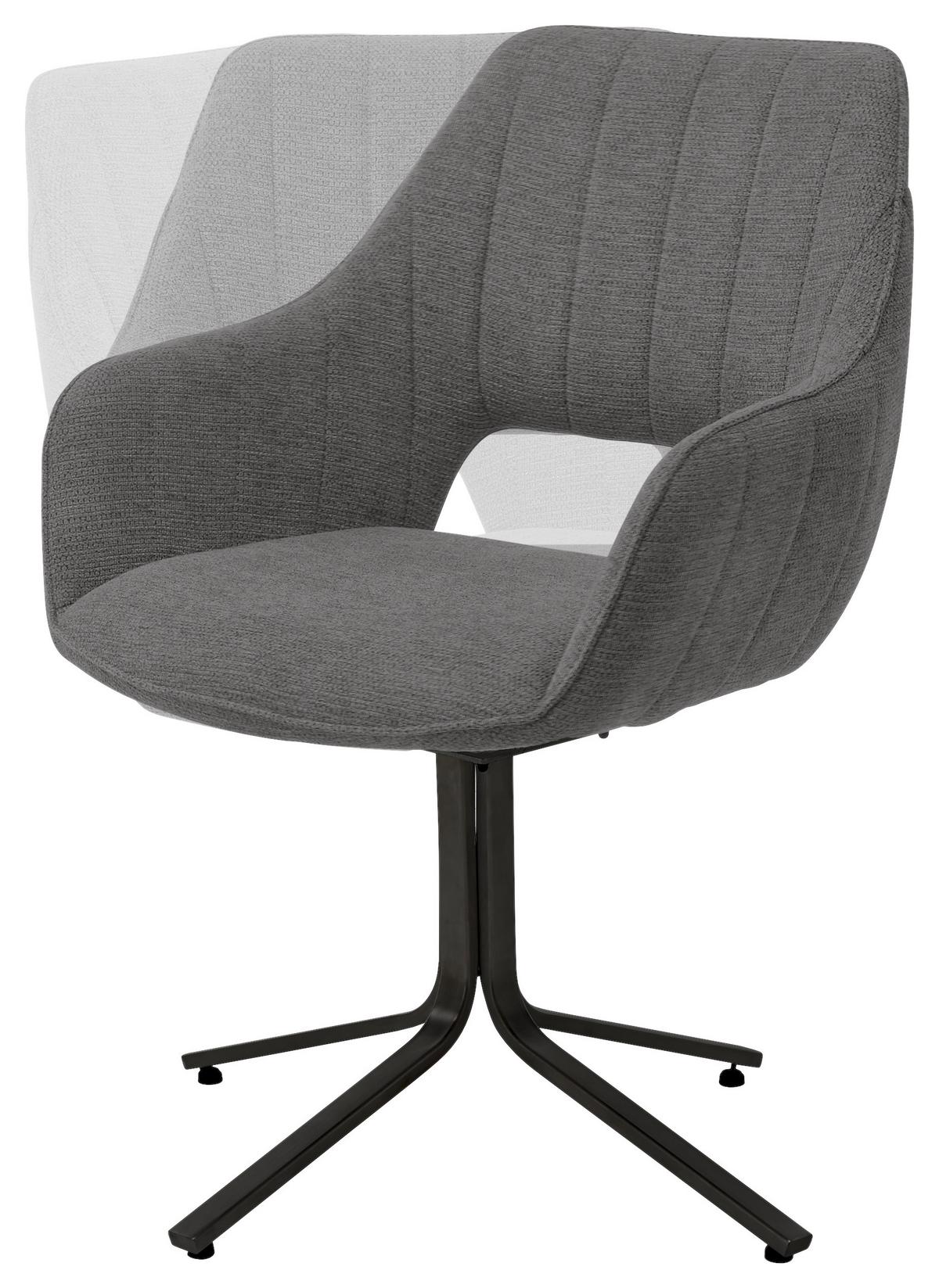 Armlehnstuhl Bacares in Anthrazit - Anthrazit/Schwarz, MODERN, Textil/Metall (62/88/63cm) - Premium Living