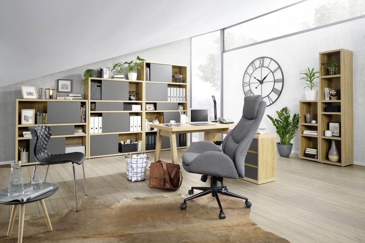 Regal Eichefarben - Eichefarben/Alufarben, MODERN, Holzwerkstoff/Kunststoff (40/112,8/37cm) - Premium Living
