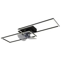 Deckenventilator Tatjana Opal/Schwarz/Grau - Opal/Schwarz, Design, Kunststoff/Metall (90/30/15cm) - Globo