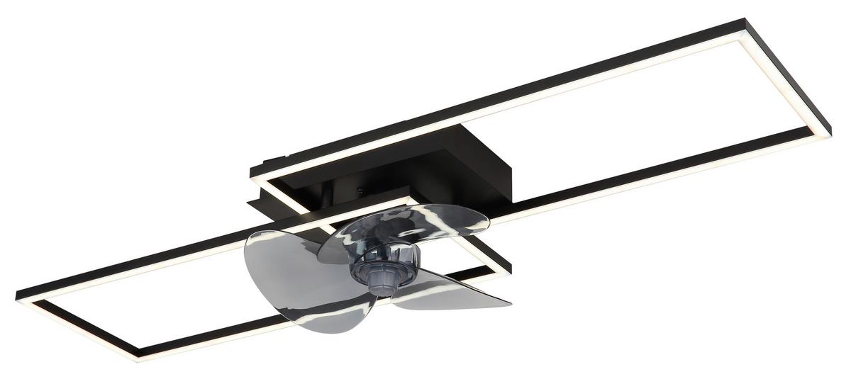 Deckenventilator Tatjana Opal/Schwarz/Grau - Opal/Schwarz, Design, Kunststoff/Metall (90/30/15cm) - Globo