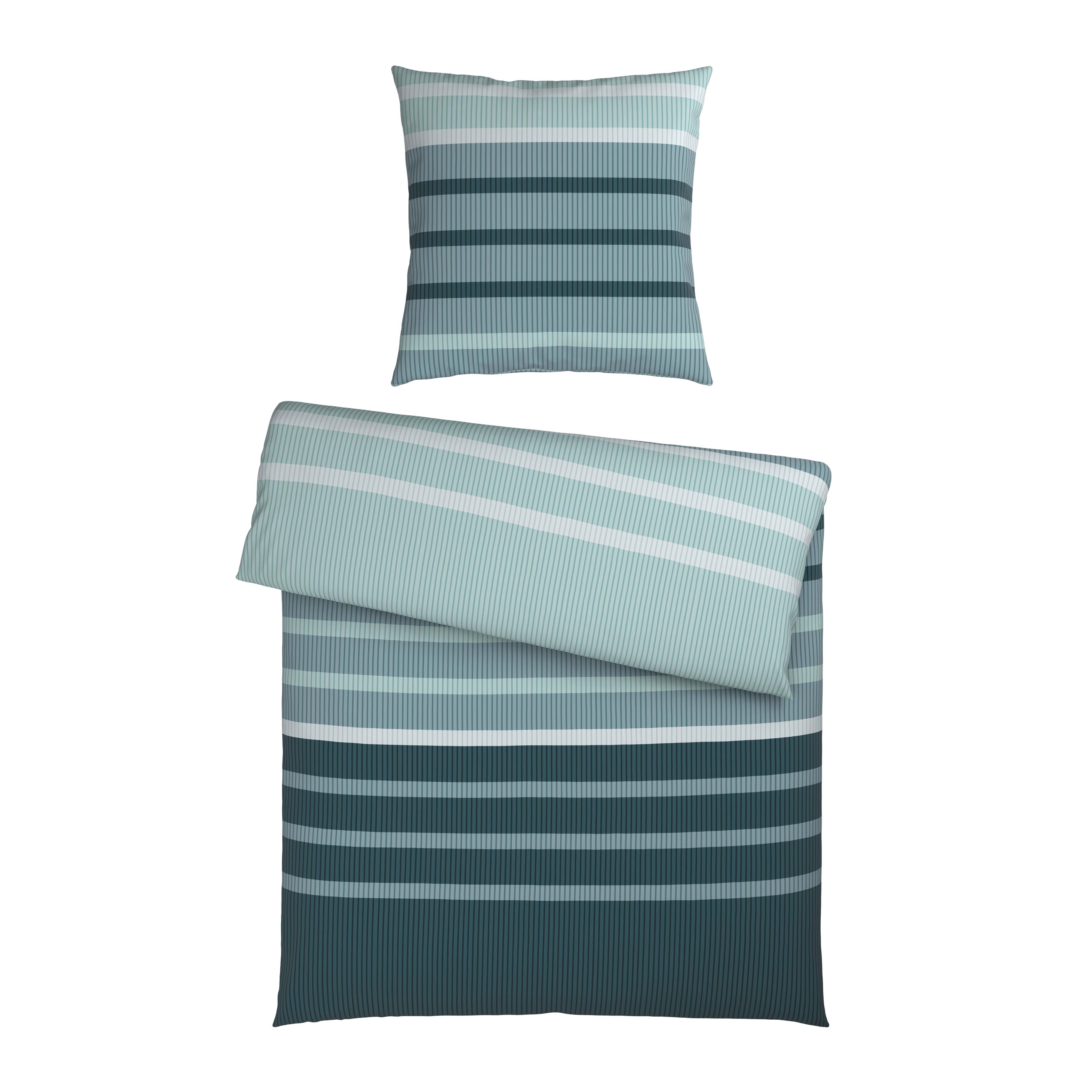 Bettwäsche Streif Blau/Schwarz ca. 135x200cm - Blau/Schwarz, KONVENTIONELL, Textil (135/200cm) - Mömax