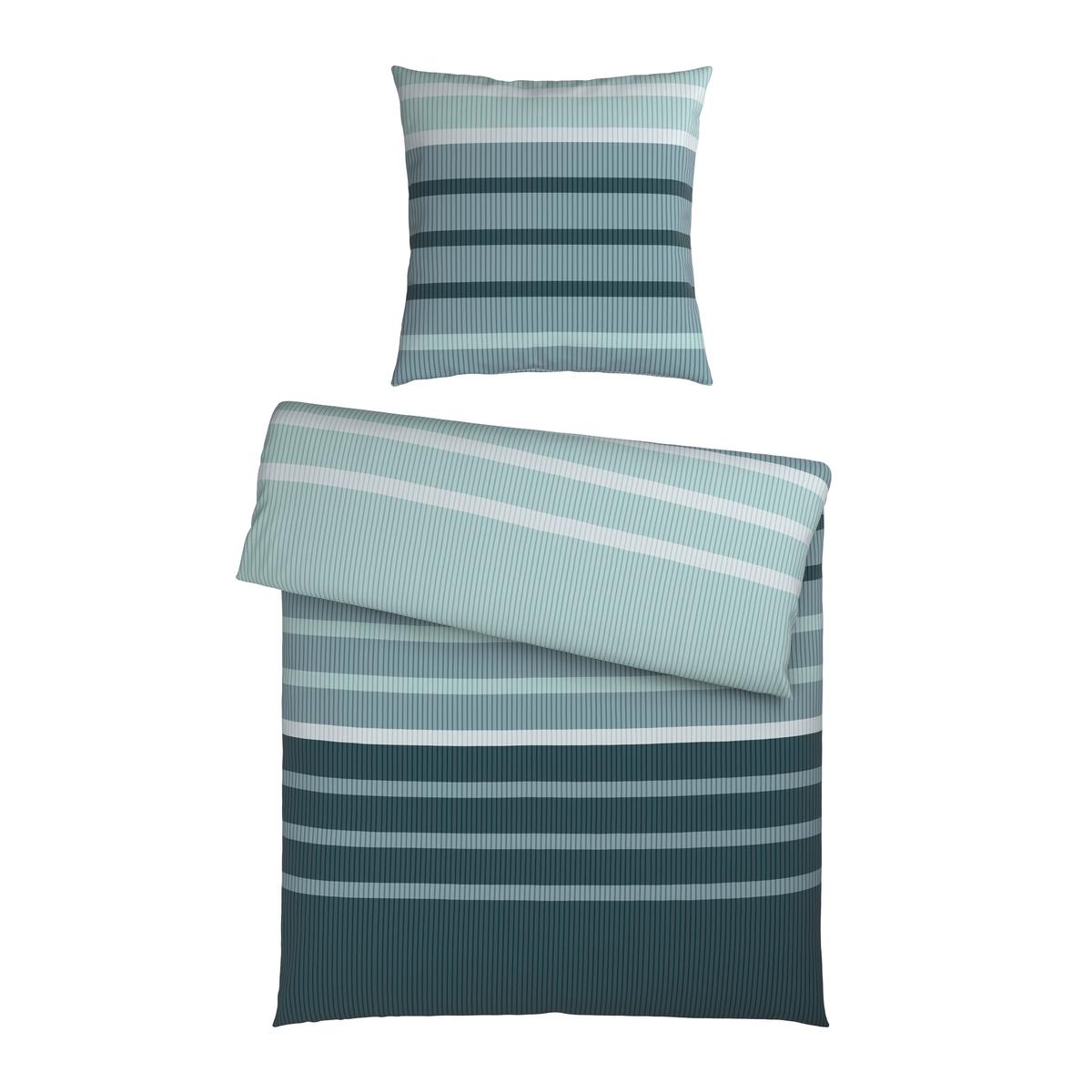 Bettwäsche Streif Blau/Schwarz ca. 135x200cm - Blau/Schwarz, KONVENTIONELL, Textil (135/200cm) - Mömax