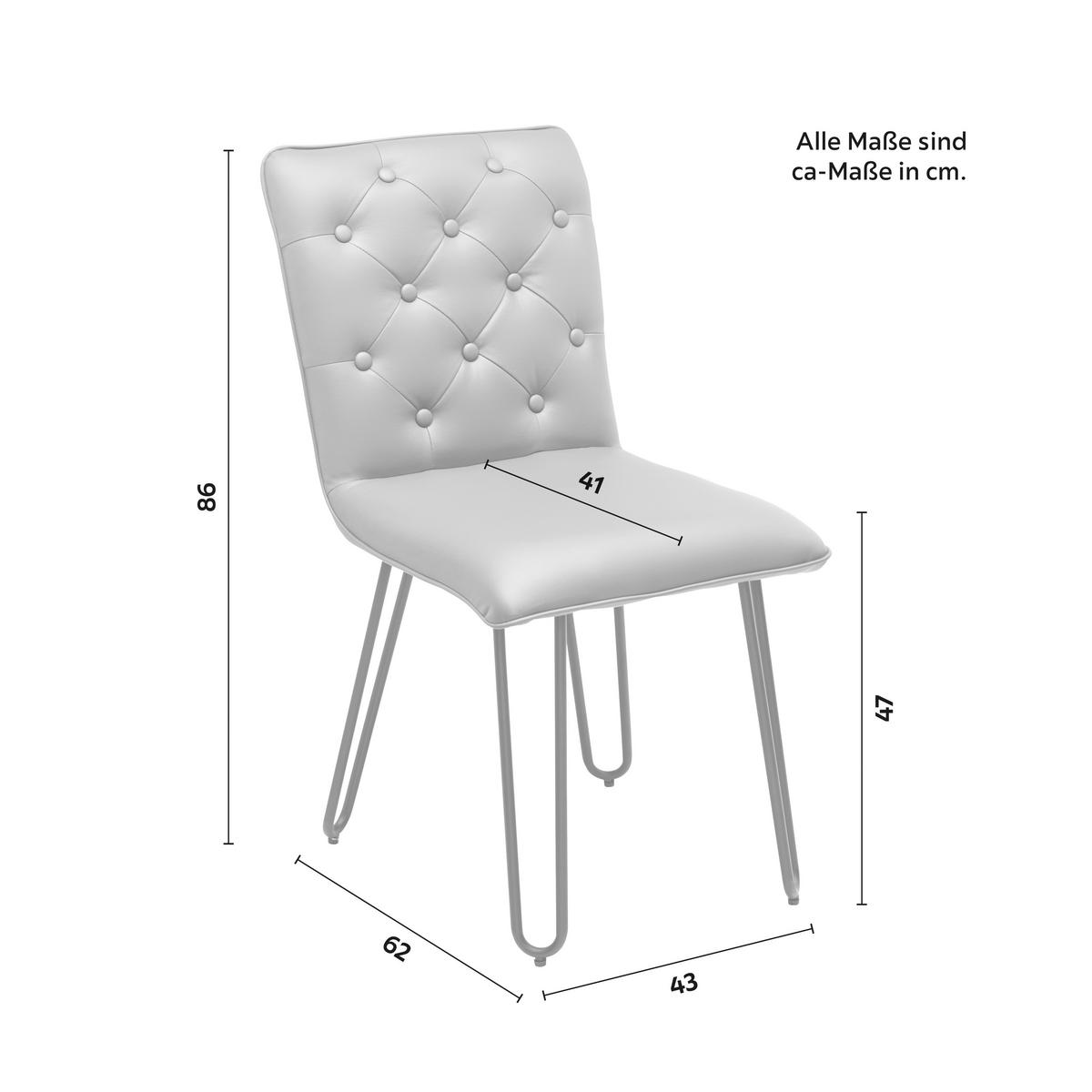Stuhl Ivie Grau Lederlook Gepolstert - Schwarz/Grau, MODERN, Holz/Textil (43/86/62cm) - Bessagi Home