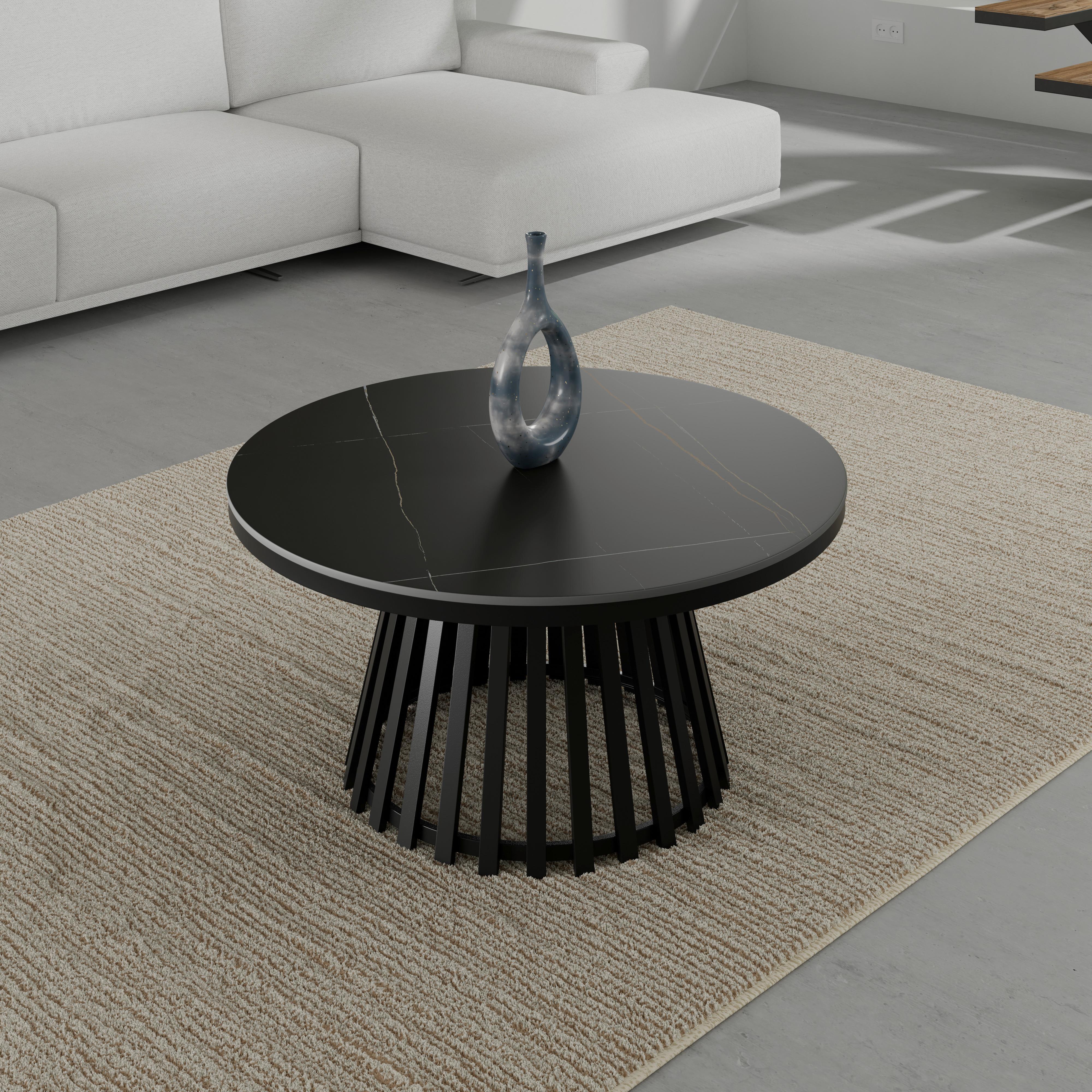 Couchtisch Pela Schwarz MDF - Schwarz, MODERN, Holzwerkstoff/Stein (90/45/90cm) - Bessagi Home
