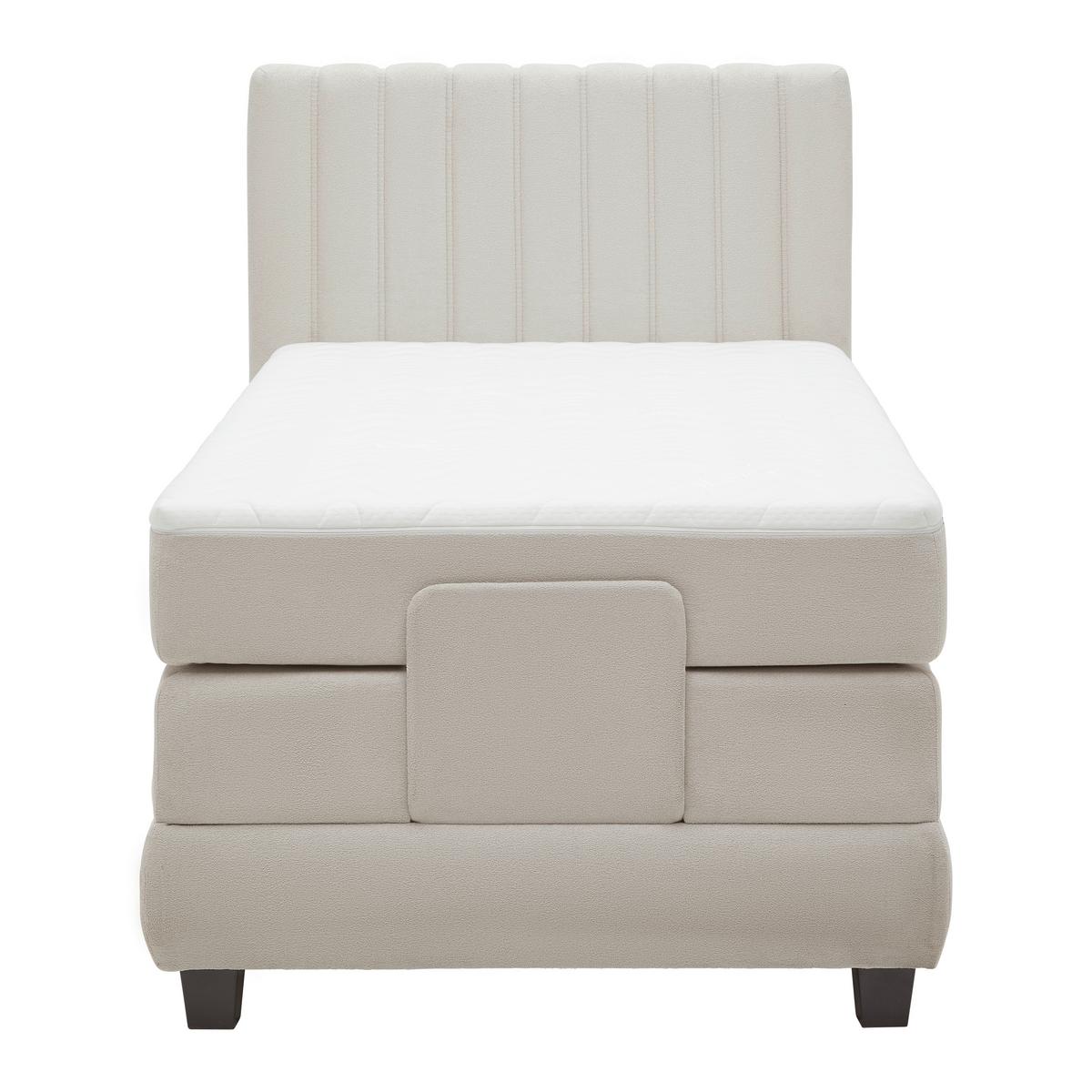Boxspringbett Dixon Beige ca. 90x200cm - Beige/Schwarz, KONVENTIONELL, Holz/Holzwerkstoff (90/200cm) - Premium Living
