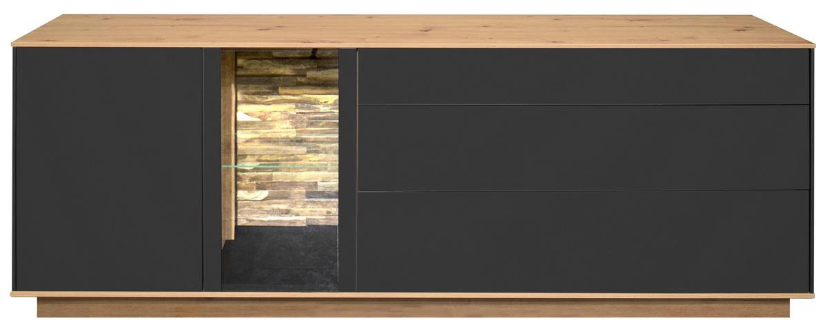 TV-Element Halvar Anthrazit/Eiche Artisan - Anthrazit/Eiche Artisan, MODERN, Glas/Holz (207/71/42cm) - Premium Living