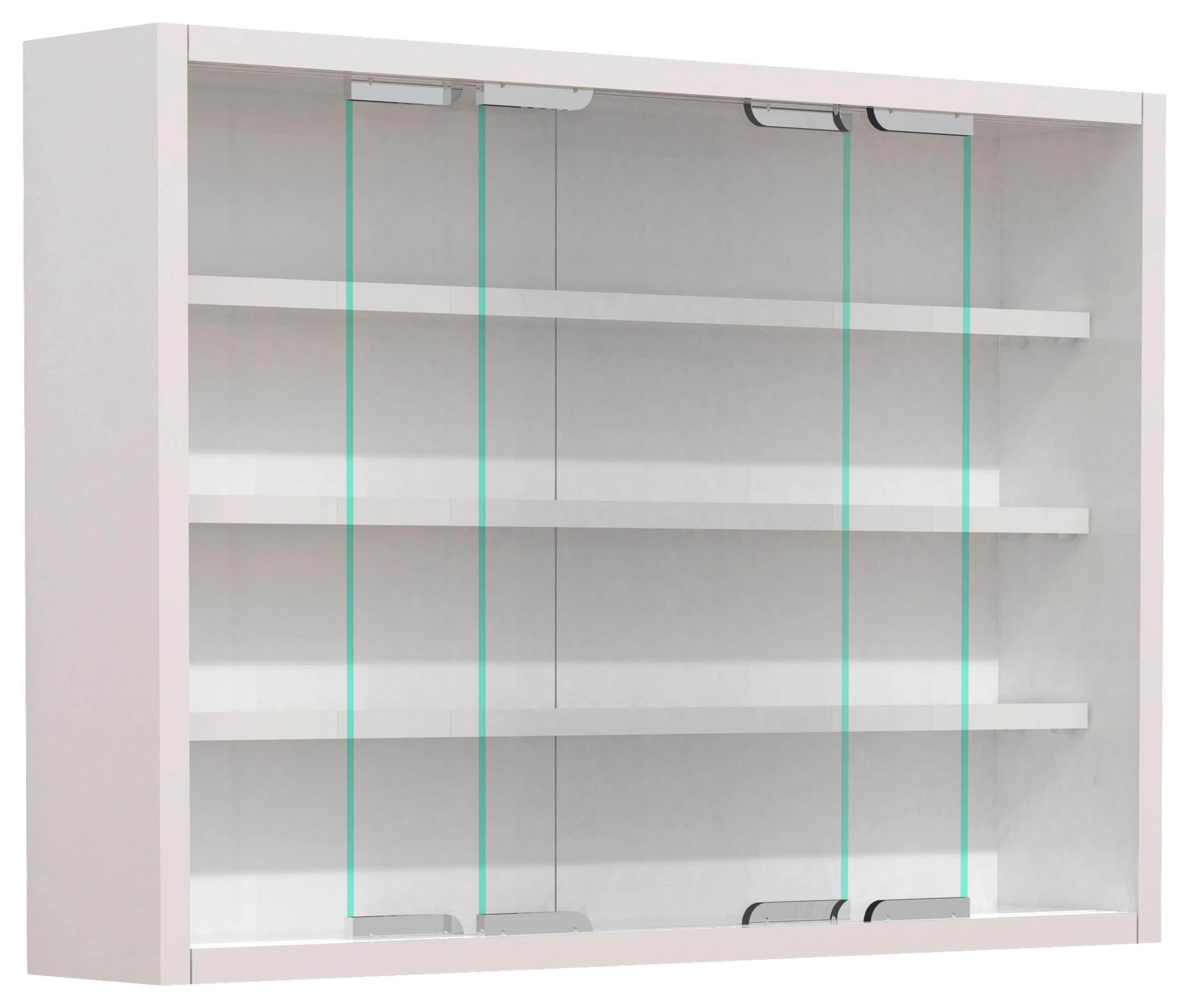 Viseča Vitrina Agisa M, Bela - srebrne barve/bela, Moderno, steklo/leseni material (57/40/10cm) - MID.YOU