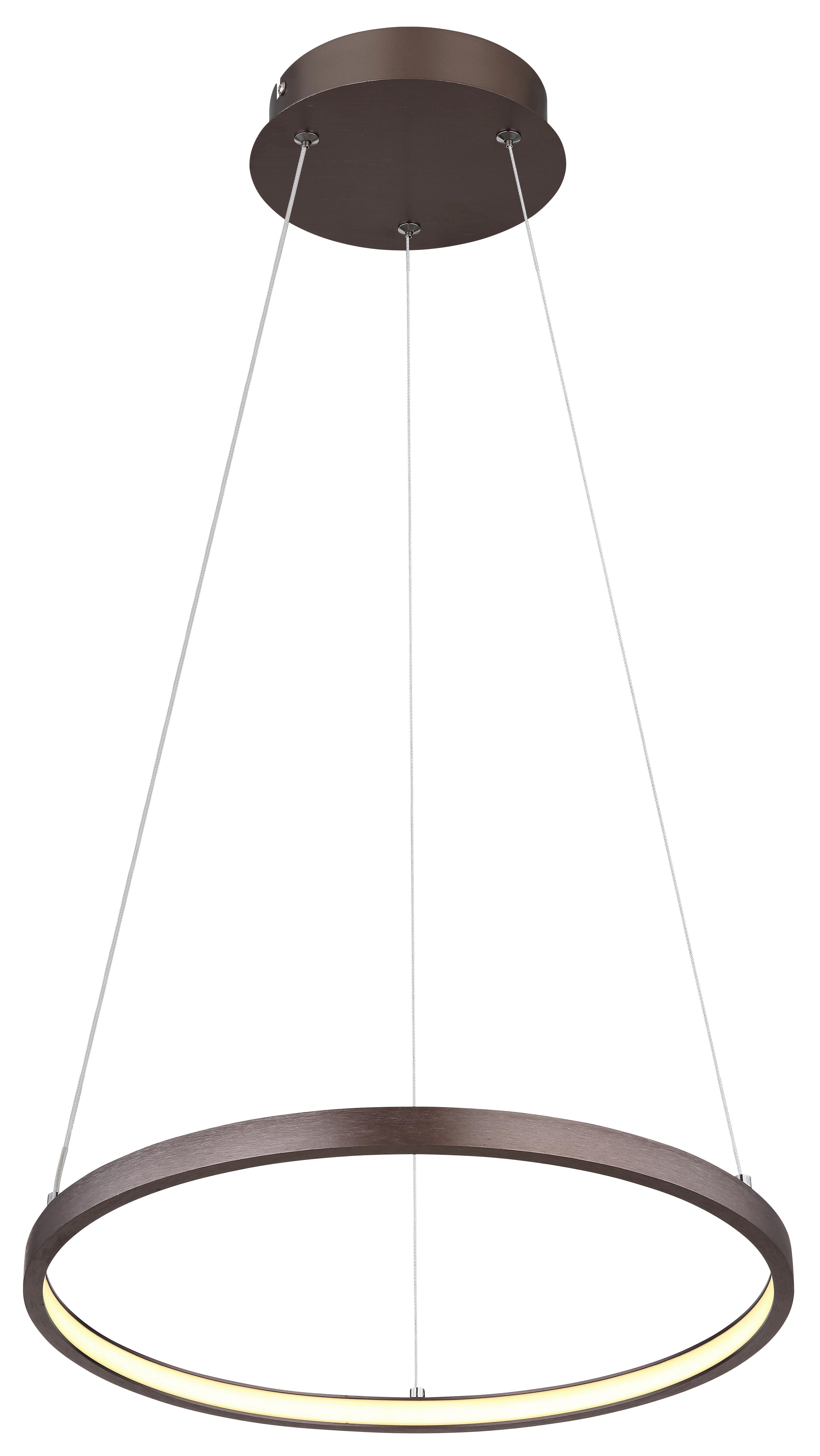 LED-Hängeleuchte Ralph Braun/Opal max. 19 Watt - Opal/Braun, Design, Kunststoff/Metall (38,5/120cm) - Globo