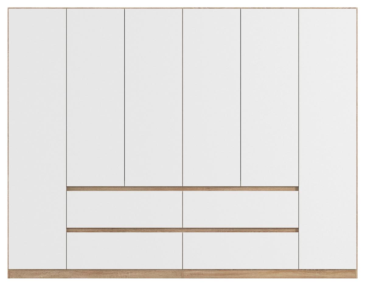 DULAP  USI ROTATIVE MAINZ - alb/culoare lemn stejar, Basics, material pe bază de lemn (271/210/54cm) - Modern Living