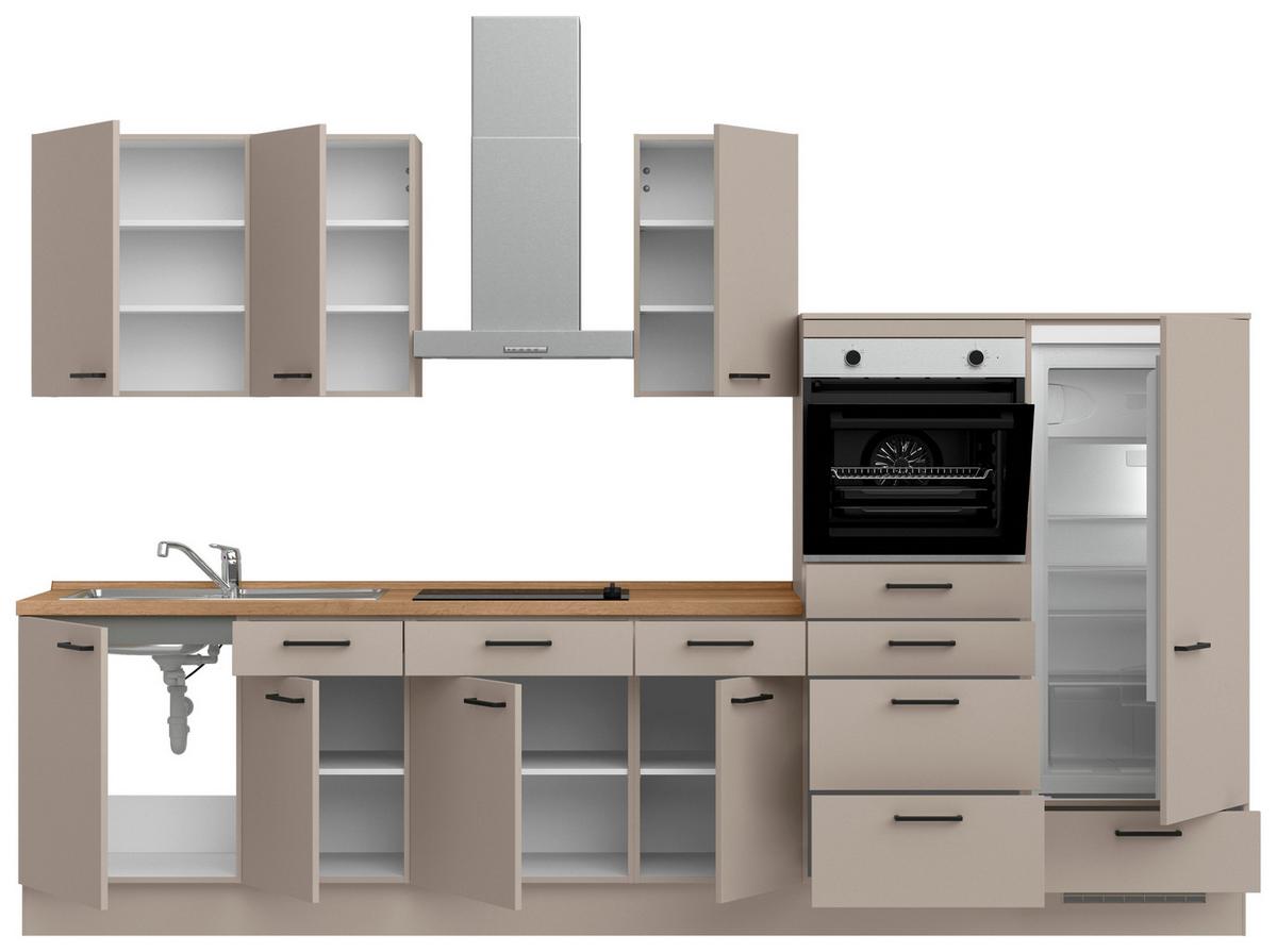 Küchenleerblock Easytouch Low o. Geräte Sandfarben - Sandfarben/Eichefarben, MODERN, Holzwerkstoff/Metall (330cm) - Nobilia