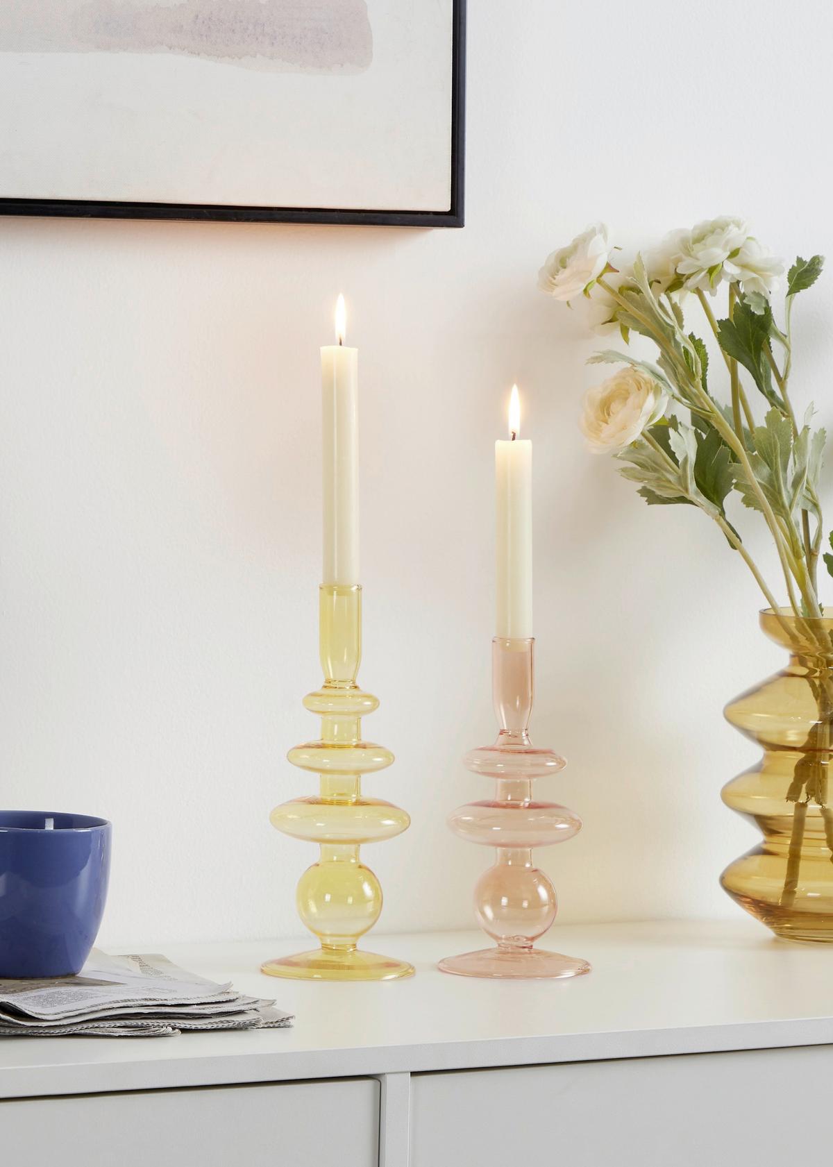Stabkerzenhalter Molume Gelb - Gelb, LIFESTYLE, Glas (9/22.5cm)