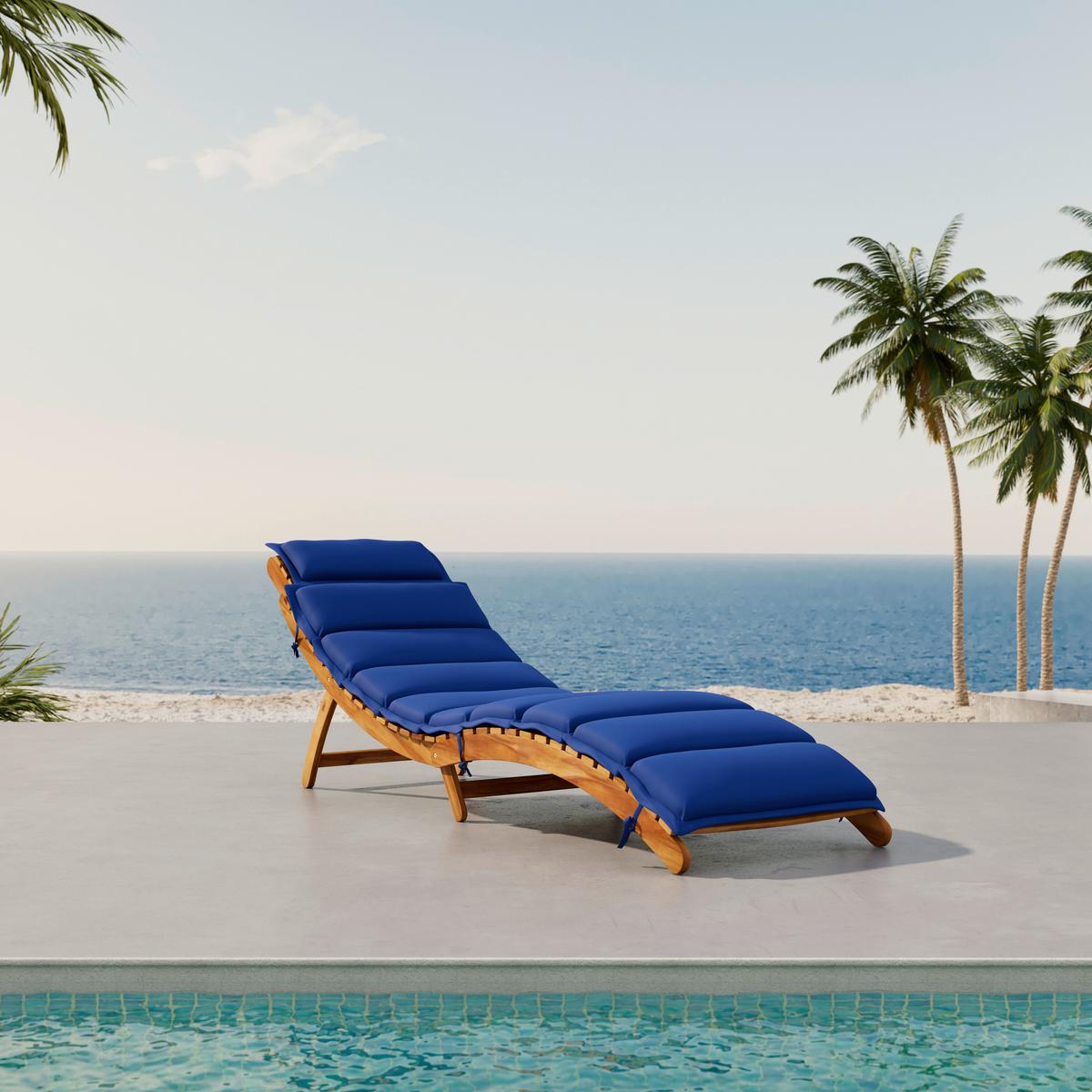 Gartenliege Bora Dunkelblau Akazie/Outdoorstoff - Dunkelblau, MODERN, Holz/Textil (180/54/62cm) - Bessagi Garden