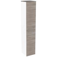 Hochschrank "Lima" , esche - Chromfarben/Eichefarben, MODERN, Glas/Holzwerkstoff (30,5/160,5/32cm) - MID.YOU