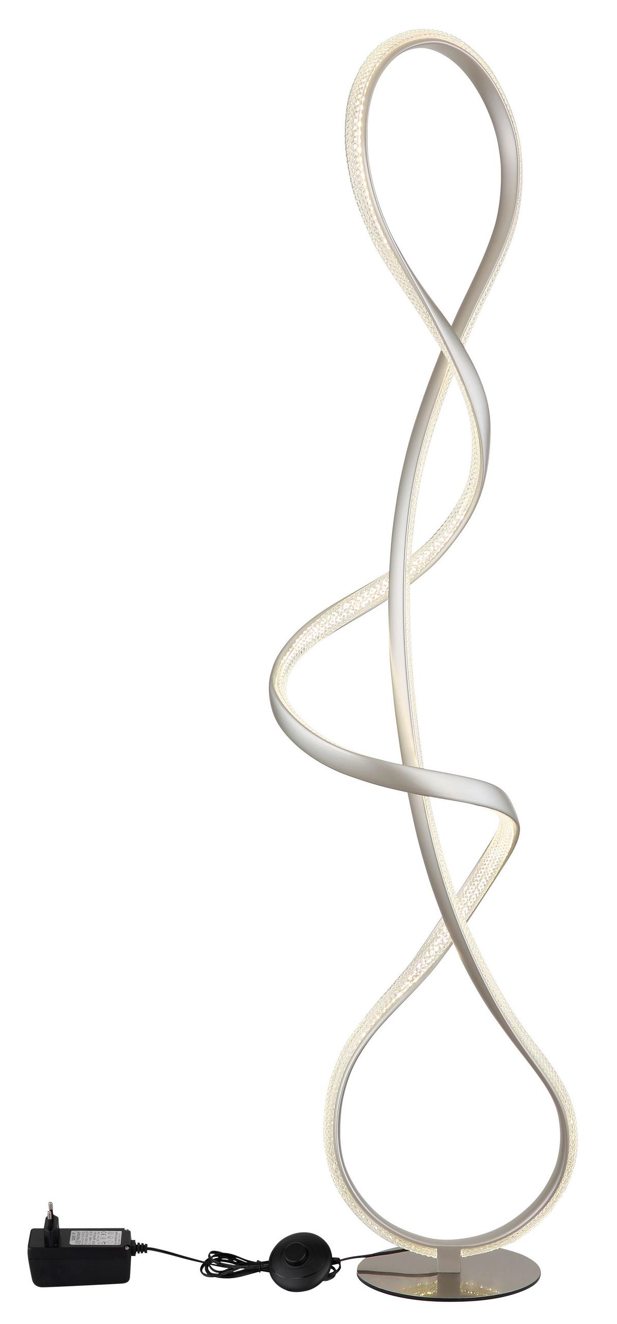 Led Podna Svjetiljka Swirl - boje nikla/prozirno, Design, metal/plastika (26/20/132,5cm) - Globo