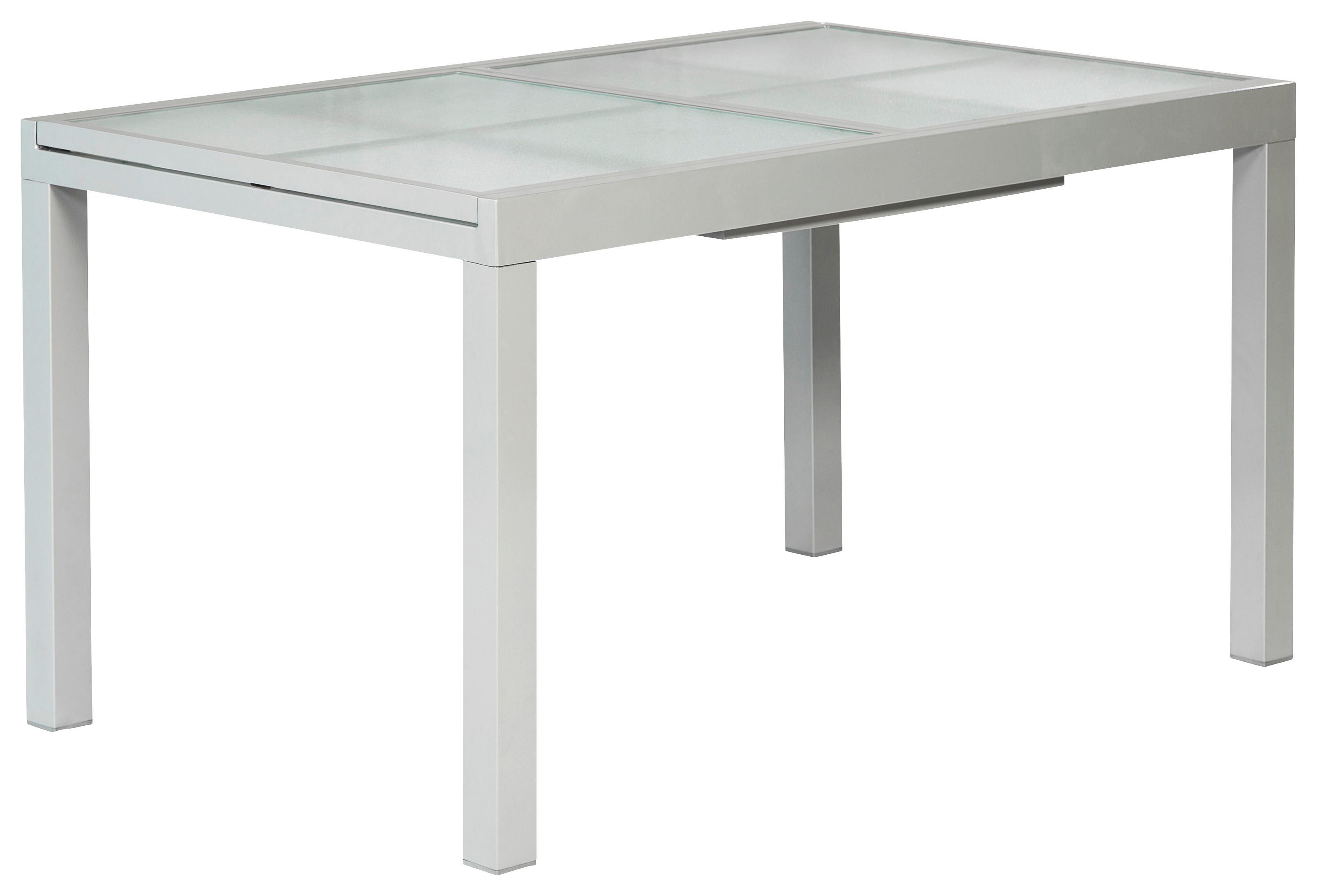 Gartentisch ausziehbar ca. 180x90 cm Alu Silber/Glas - Silberfarben, MODERN, Glas/Metall (120-180/90/75cm) - Gardenson