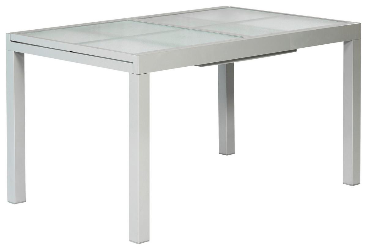 Gartentisch ausziehbar ca. 180x90 cm Alu Silber/Glas - Silberfarben, MODERN, Glas/Metall (120-180/90/75cm) - Gardenson