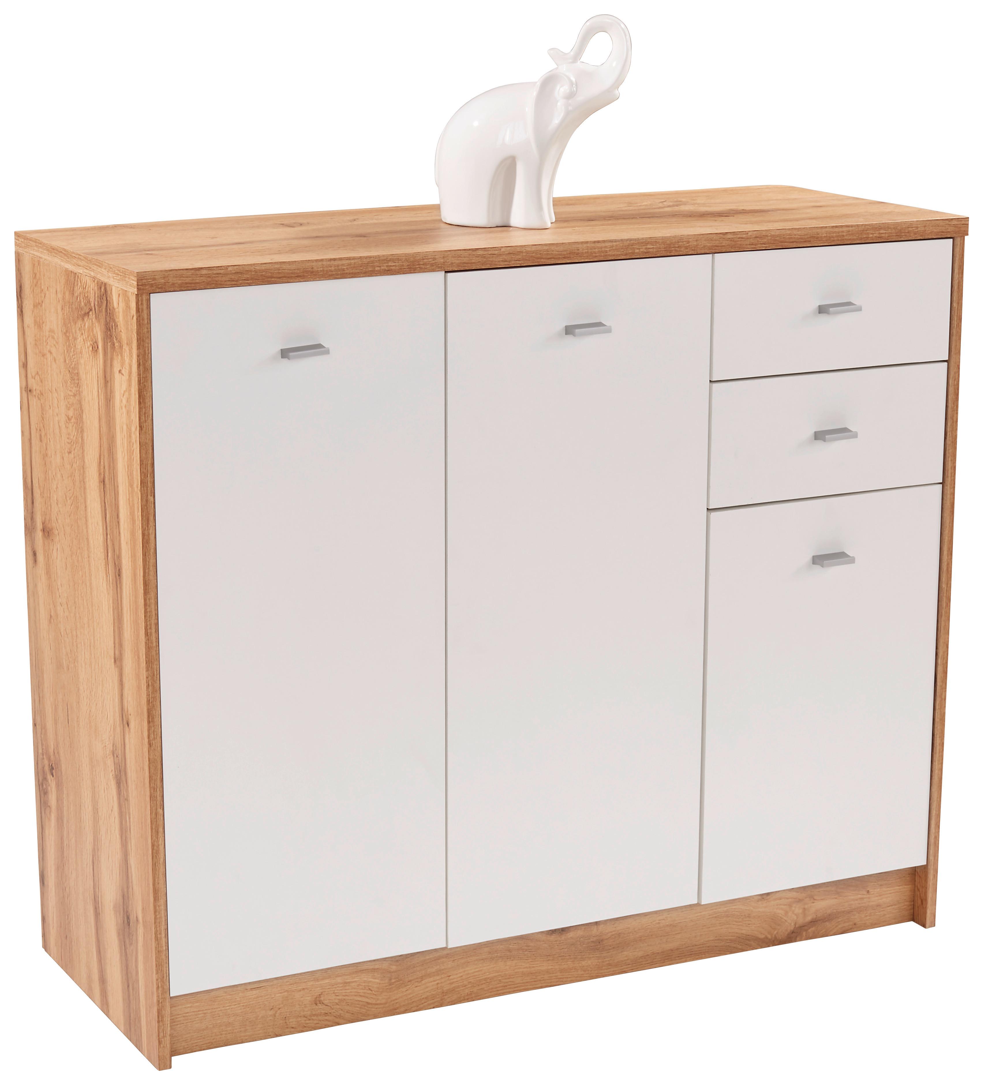 Comodă 4-You - alb/culoare lemn stejar, Modern, material pe bază de lemn (109,1/85,4/34,6cm) - Modern Living