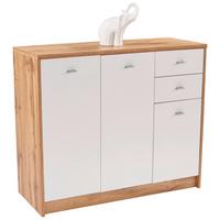 Comodă 4-You - alb/culoare lemn stejar, Modern, material pe bază de lemn (109,1/85,4/34,6cm) - Modern Living