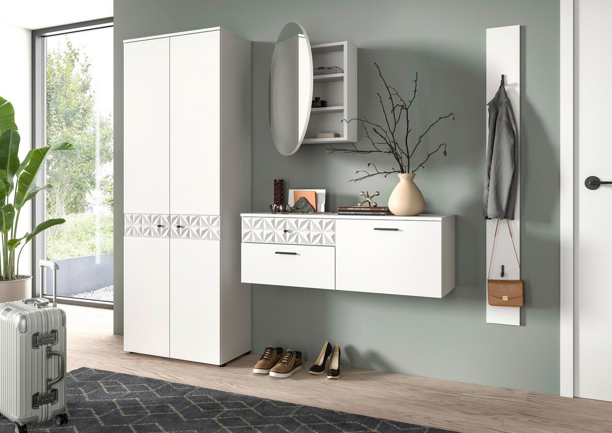 Predsoba Prisma, Bela, 4-Delna - Design, steklo/leseni material (226/192/34cm) - MID.YOU