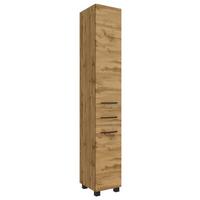 Hochschrank Manchester B: 30 cm Eiche Wotan Dekor - Eichefarben/Schwarz, MODERN, Holzwerkstoff/Metall (30/180/35cm) - Held