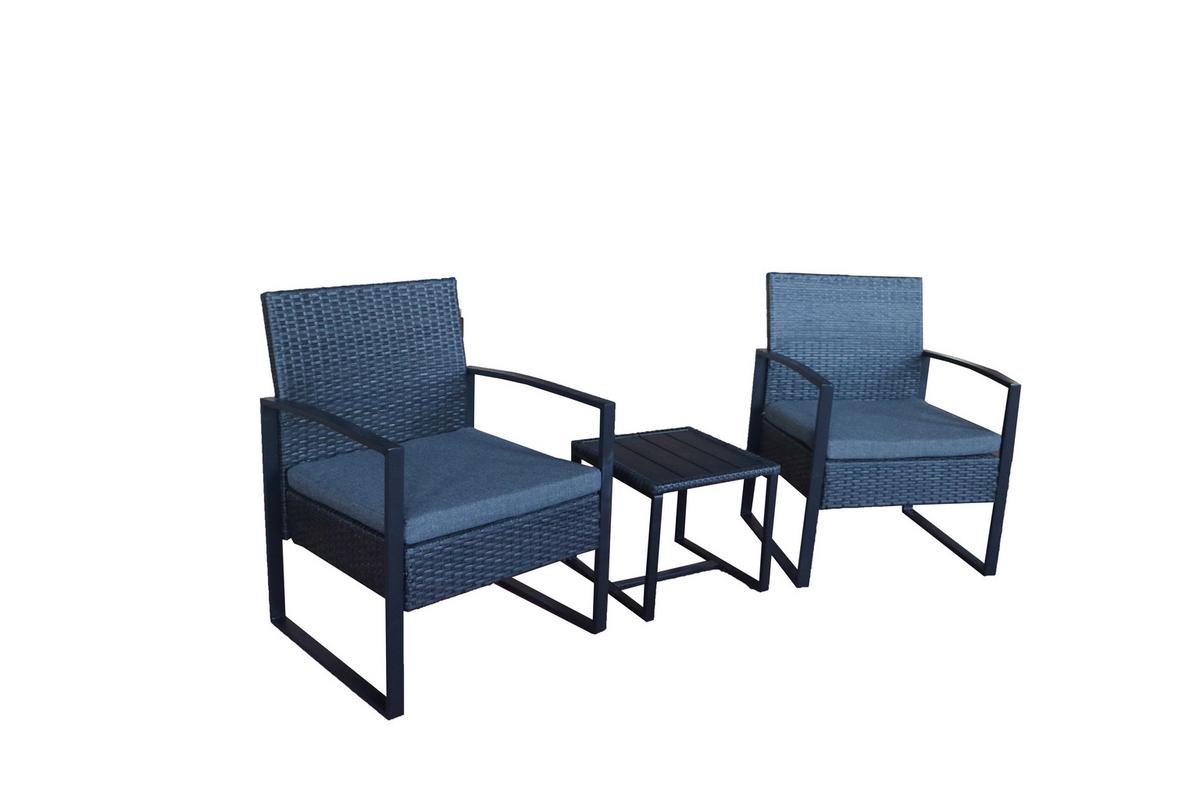 GARTENSET GARTEN-SITZGRUPPE 3-TLG. - Anthrazit/Grau, Design, Kunststoff/Textil - Gardenson