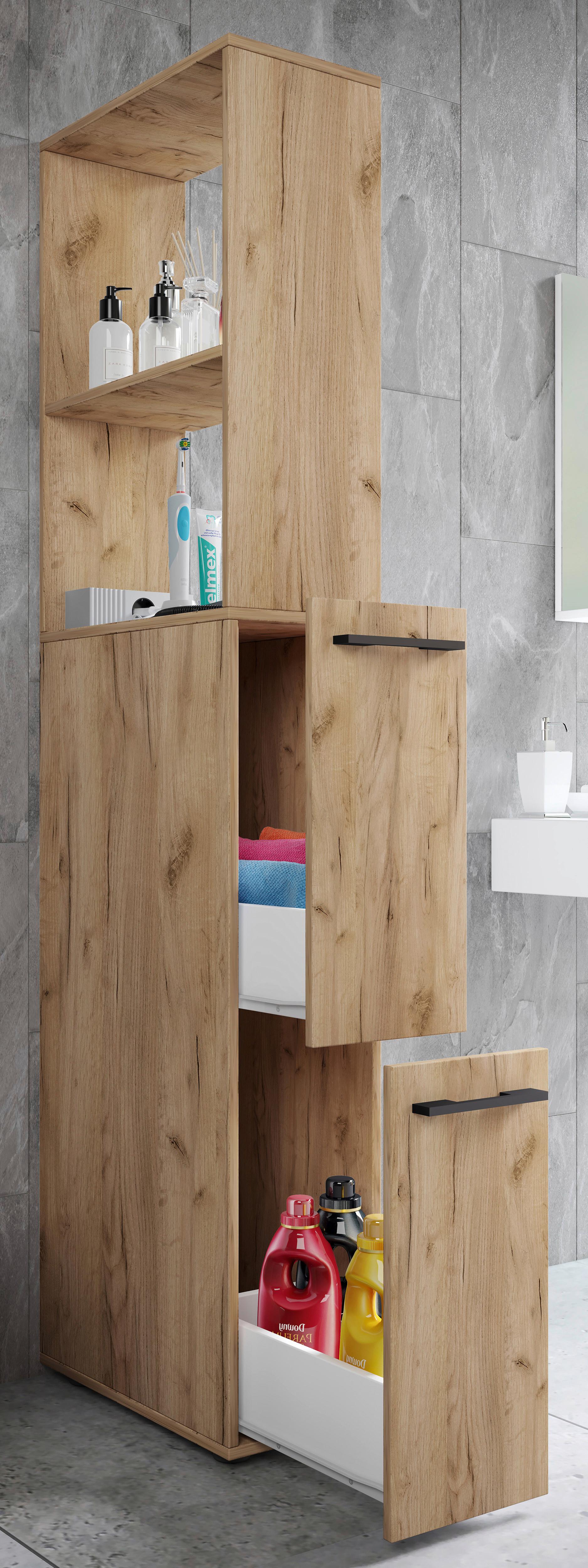 HOCHSCHRANK SADILO XL - Honigeiche/Anthrazit, Modern, Holzwerkstoff/Kunststoff (25/183/50cm) - MID.YOU