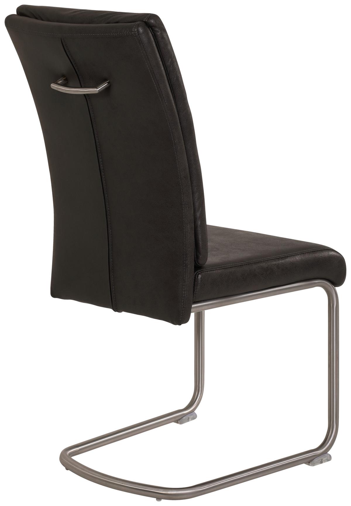 Schwingstuhl-Set Paula Anthrazit 2er-Set - Edelstahlfarben/Anthrazit, MODERN, Textil/Metall (45/102/65cm) - MID.YOU