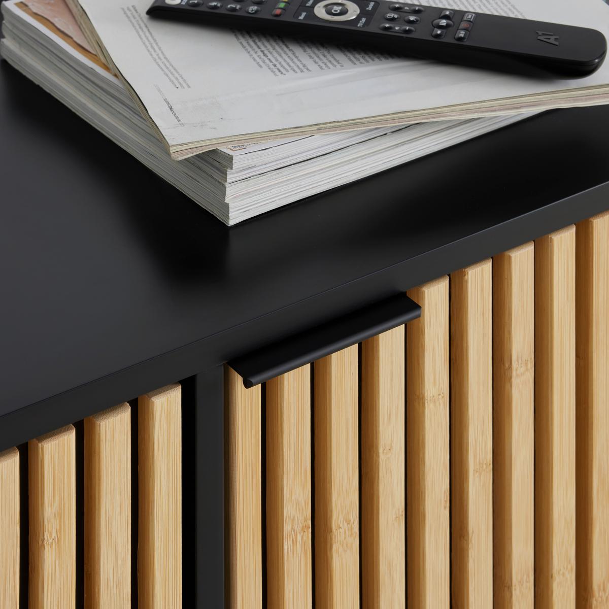 Lowboard Madrid Schwarz/Naturfarben massiv - Eichefarben/Schwarz, MODERN, Holz/Holzwerkstoff (195/60/40cm) - Mömax