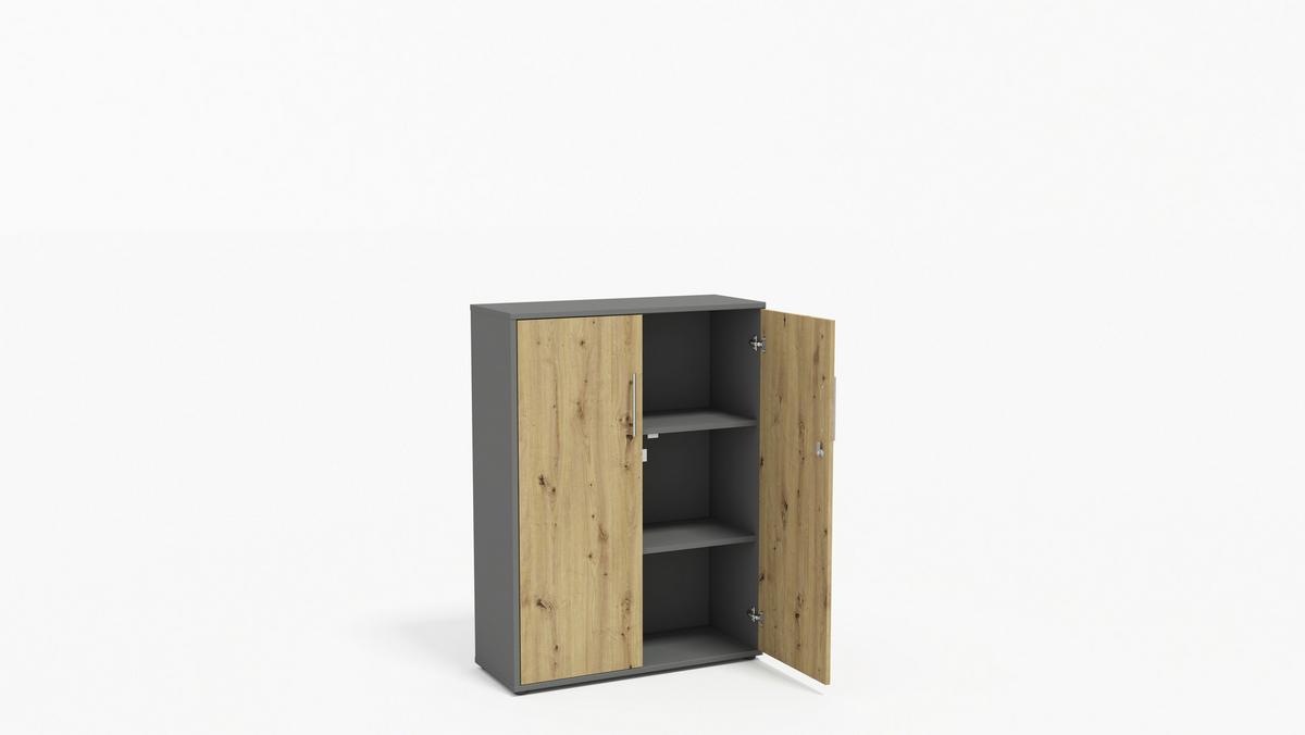 AKTENSCHRANK OFFICE EDITION - SW SET 4 - Anthrazit/Eiche Artisan, MODERN, Holzwerkstoff (128,5/185,6/33cm) - MID.YOU