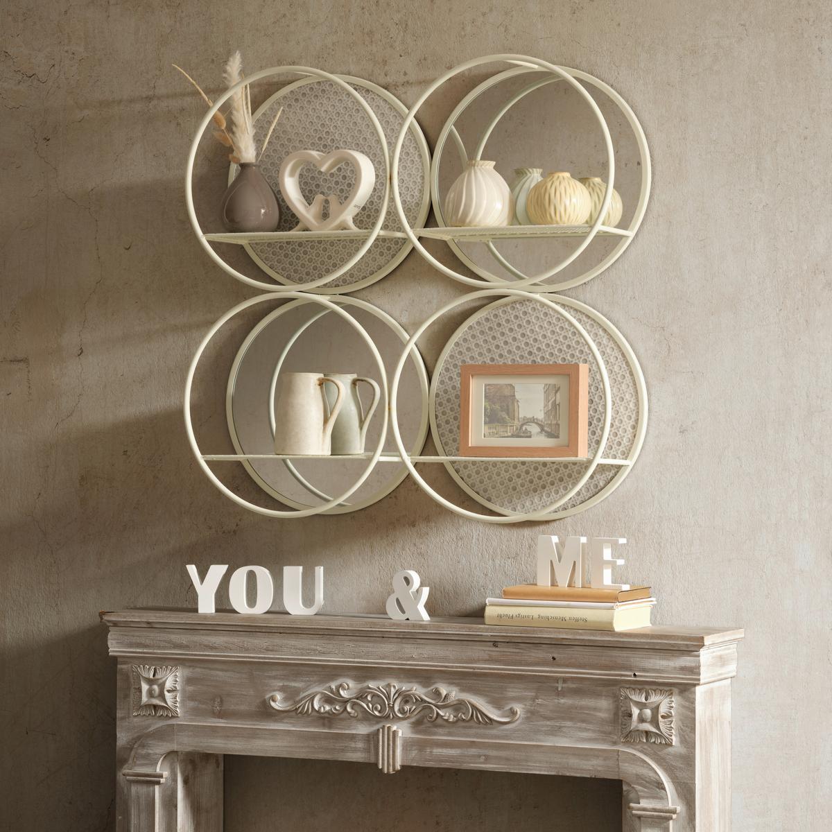 Falipolc, Fheér, Tükrös Allegra - fehér, Romantik / Landhaus, faalapú anyag/Üveg (74/74/15cm) - Mömax