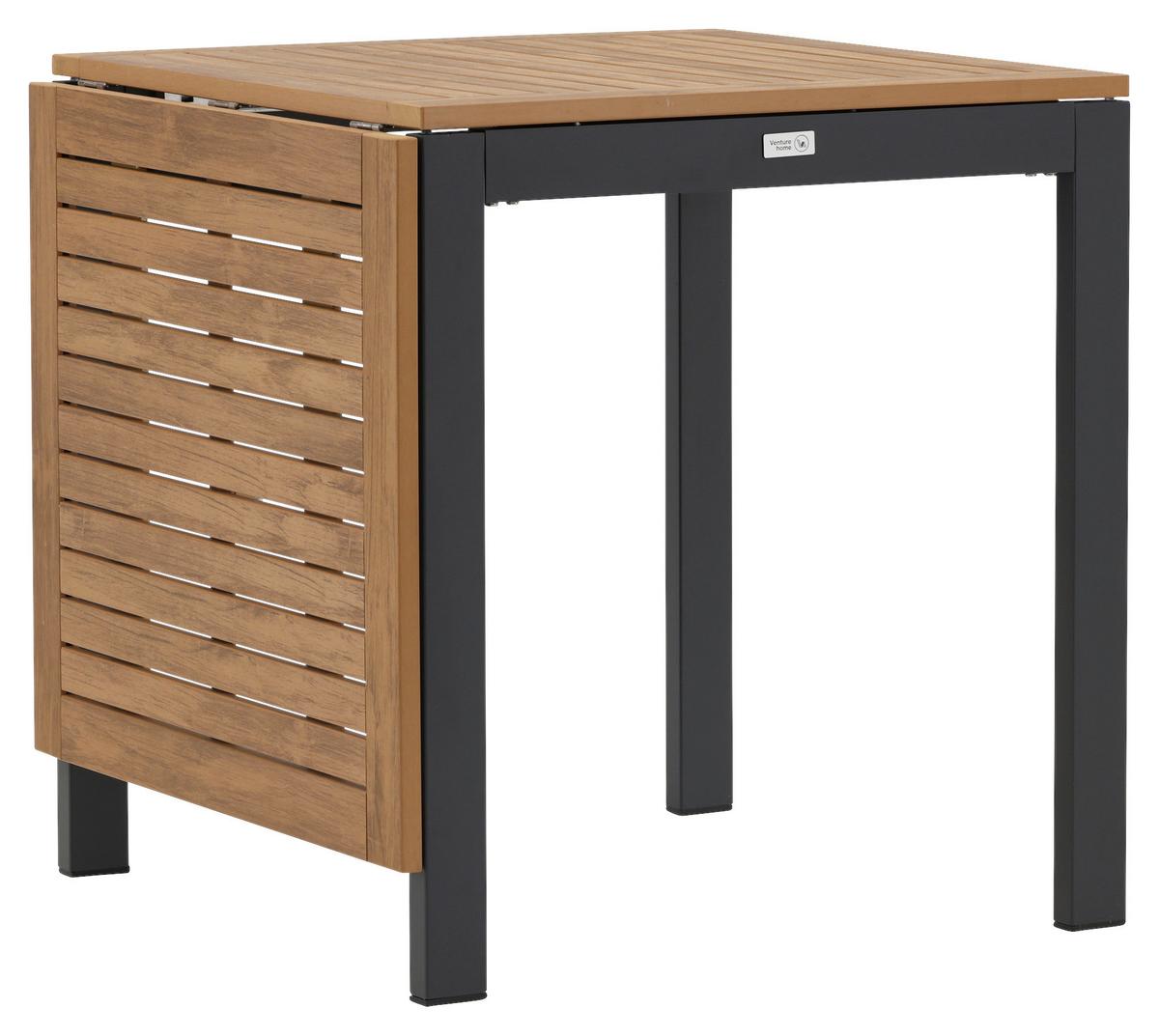 Balkontisch Diego klappbar ca. 70x70 cm Holz/Schwarz - Schwarz/Braun, KONVENTIONELL, Holz/Metall (70/70/75cm) - Gardenson