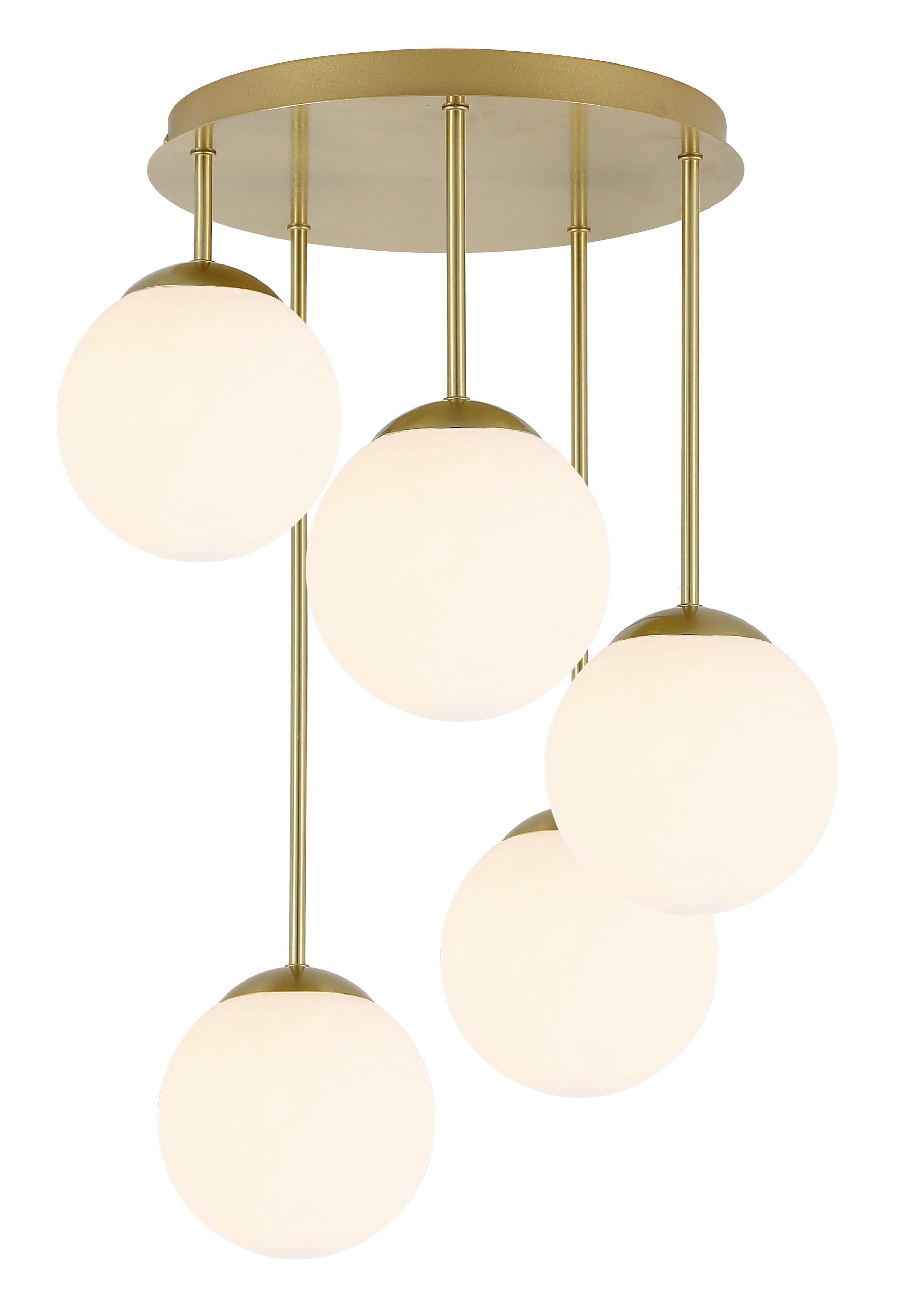 LAMPA WISZĄCA MADLEEN - biały/kolor złoty, Trend, metal/szkło (42/59,5cm) - Novel