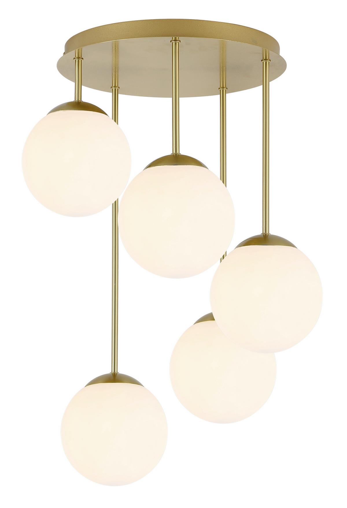 LAMPA WISZĄCA MADLEEN - biały/kolor złoty, Trend, metal/szkło (42/59,5cm) - Novel