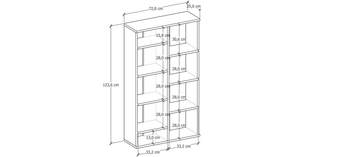 Regal Keota - barve hrasta/antracit, Design, leseni material (72/123,6/25cm) - MID.YOU