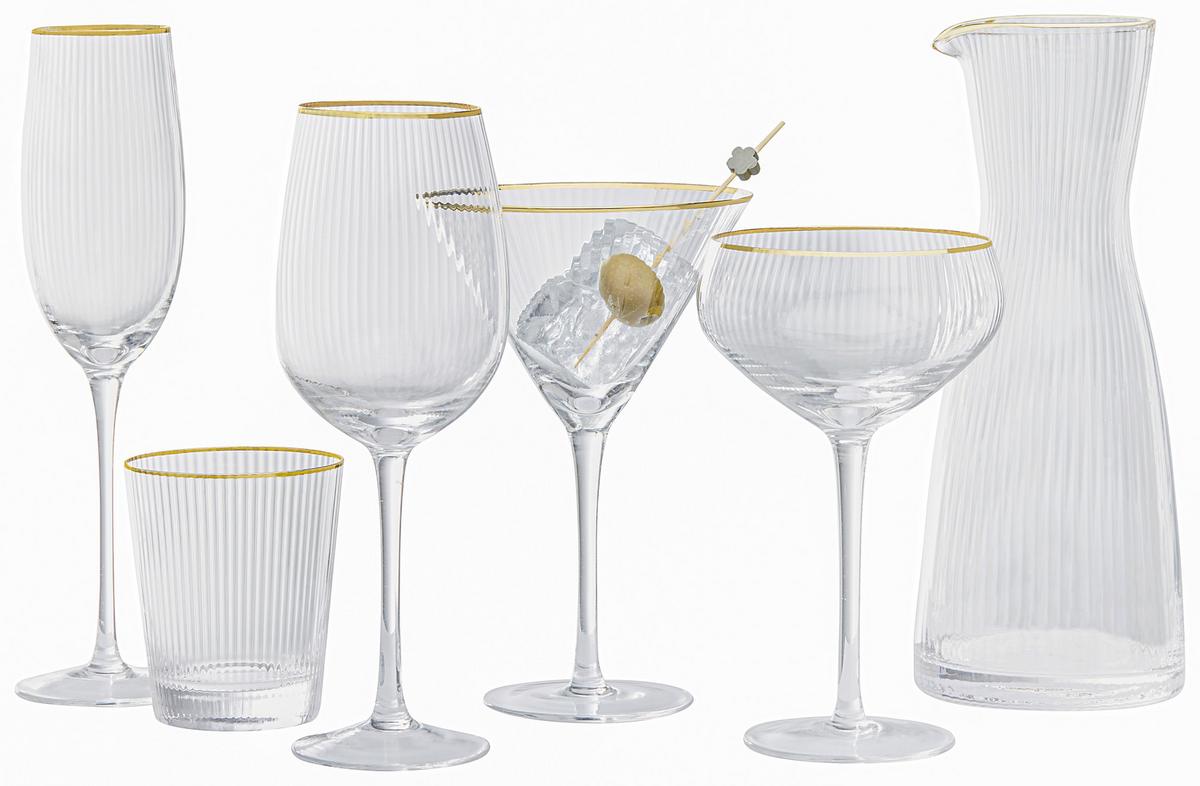 Sektglas Earth Tones Ca. 280ml - Klar/Goldfarben, Romantik / Landhaus, Glas (26,5cm) - Premium Living