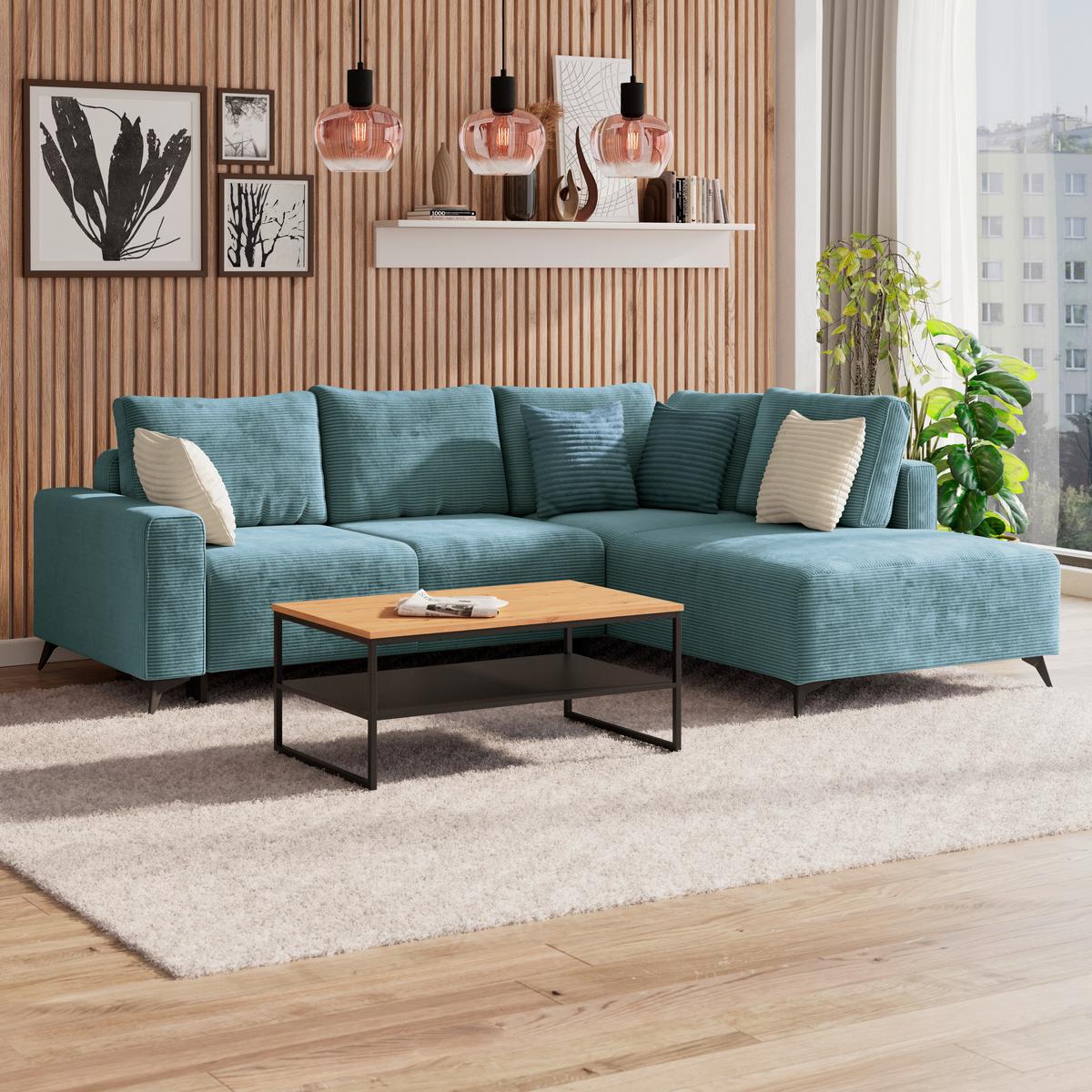 Coltar VIKTOR - albastru, Modern, textil (270/212cm)