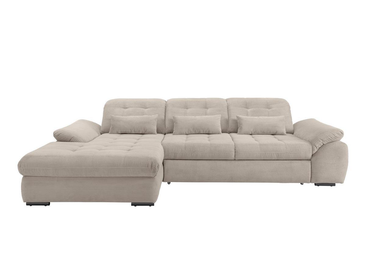 Ecksofa mit Bettkasten Rigatti ca. 184x314 cm Beige - Beige/Schwarz, MODERN, Textil/Metall (184/314cm) - Livetastic