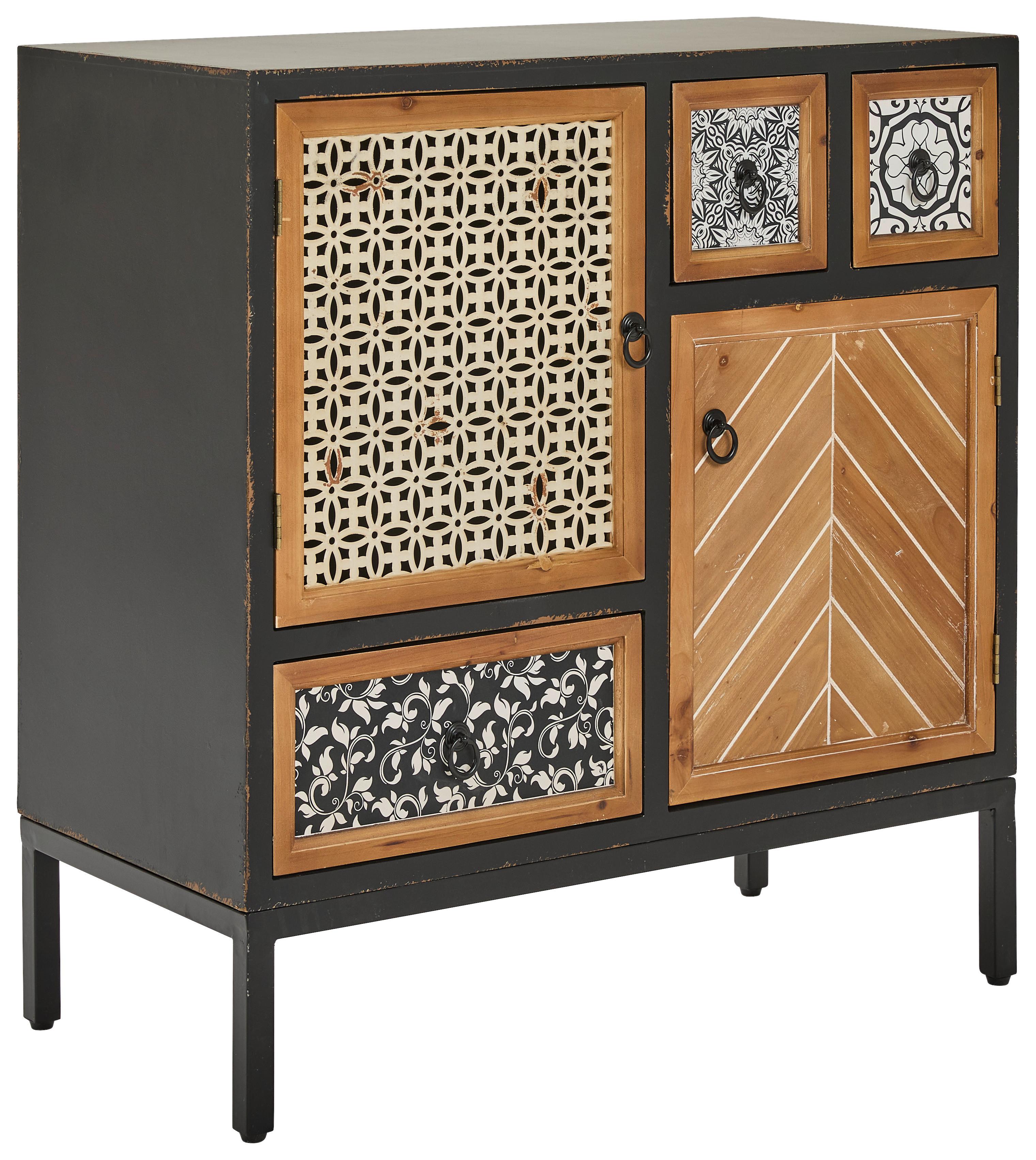 KOMODA HEIKE - kolor naturalny/czarny, Romantik / Landhaus, materiał drewnopochodny/metal (80/84/38cm) - Landscape