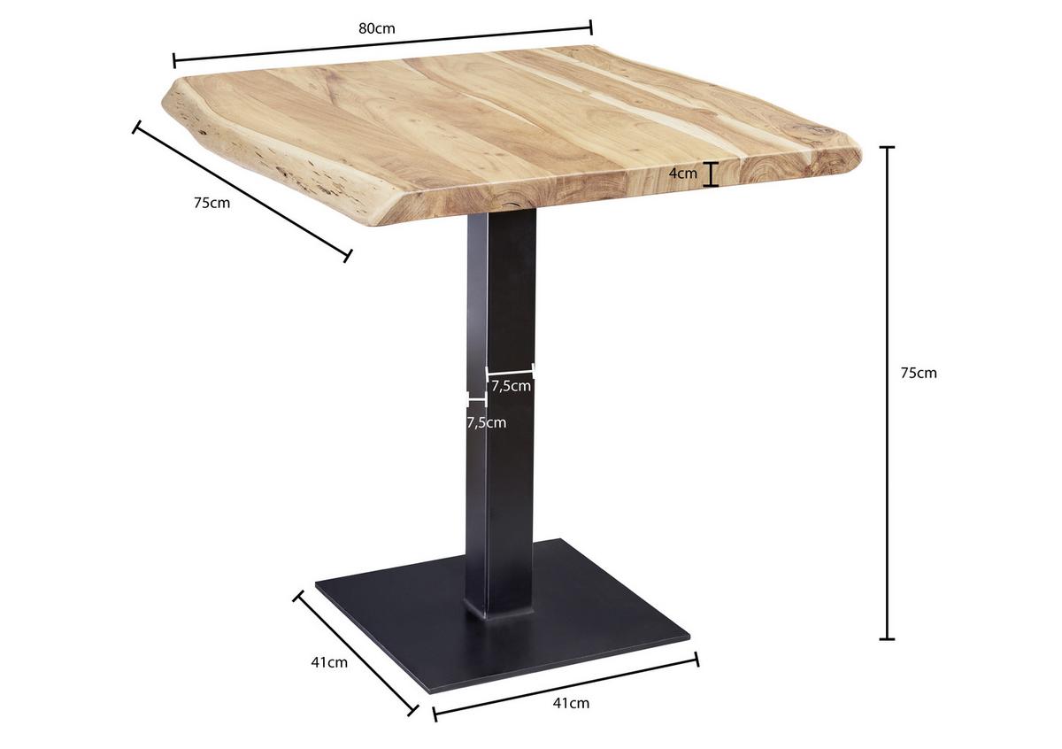 Esstisch "WL5.975" , ca. 80x75 cm, aus Akazie - Schwarz/Naturfarben, MODERN, Holz/Metall (80/75/75cm) - MID.YOU