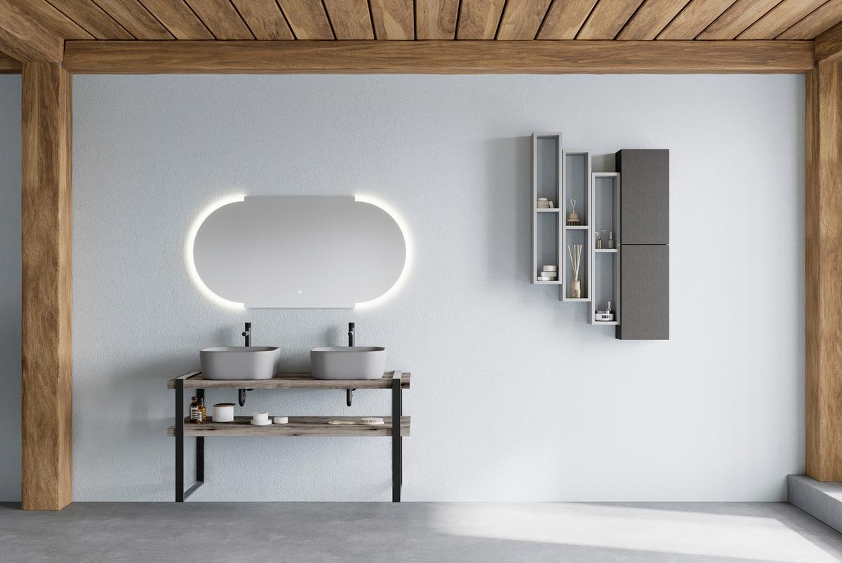 Lavoar Michelangelo - gri, Modern, ceramică (39/14/39cm)